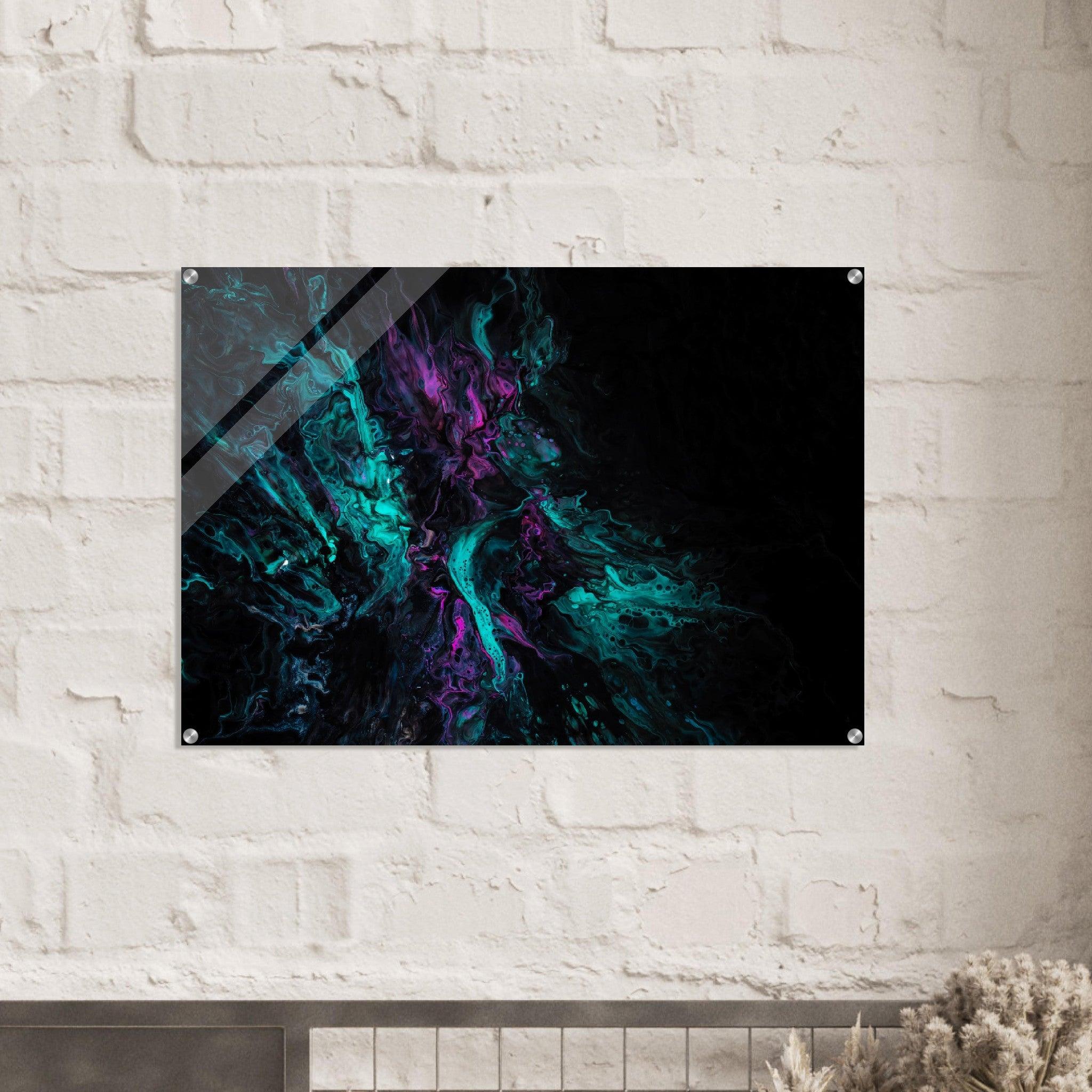Mystic Melody: Blue and Purple Abstract Acrylic Glass Wall Art - Wallfix