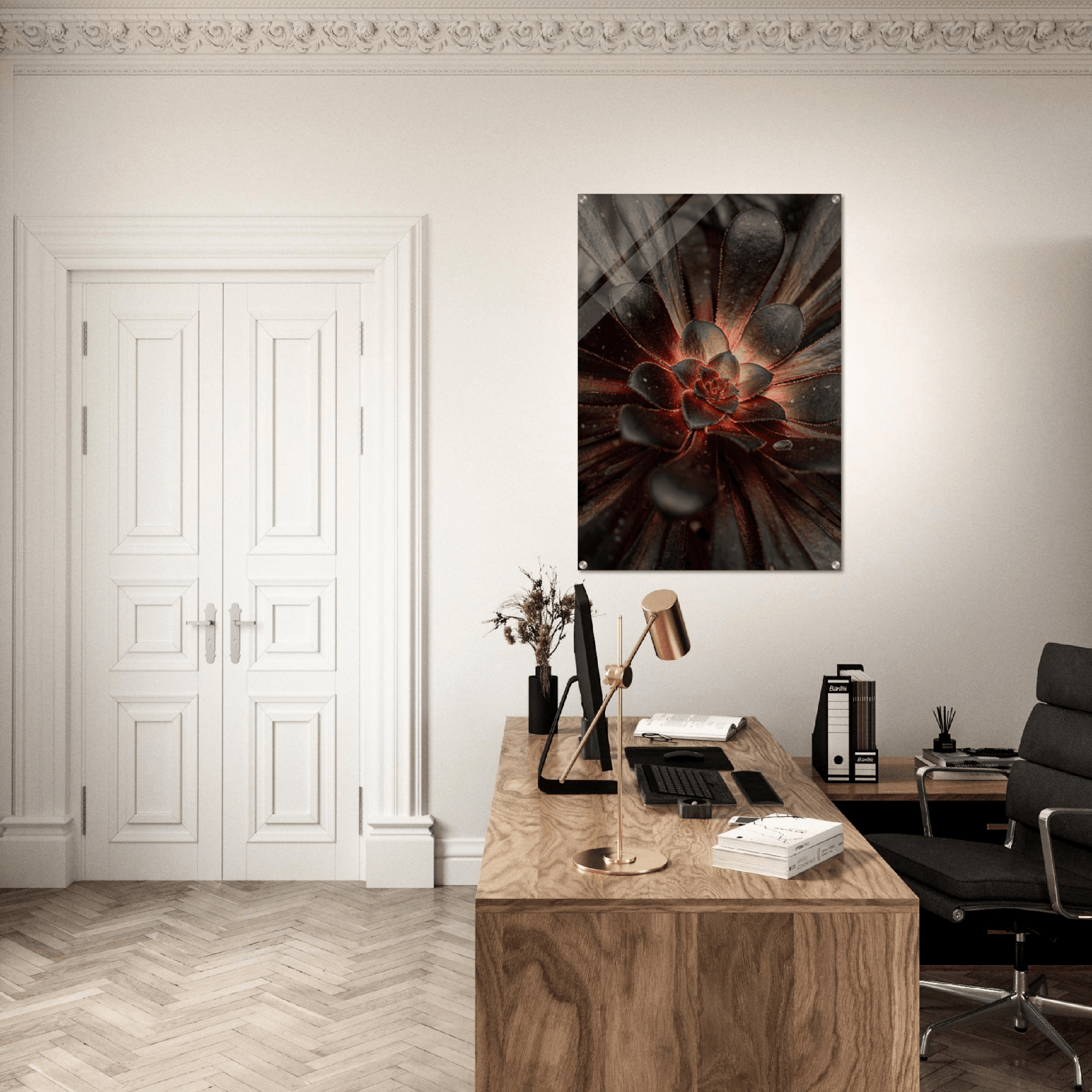 Mystical Elegance: Aeonium Arboreum Acrylic Glass Wall Art - Wallfix
