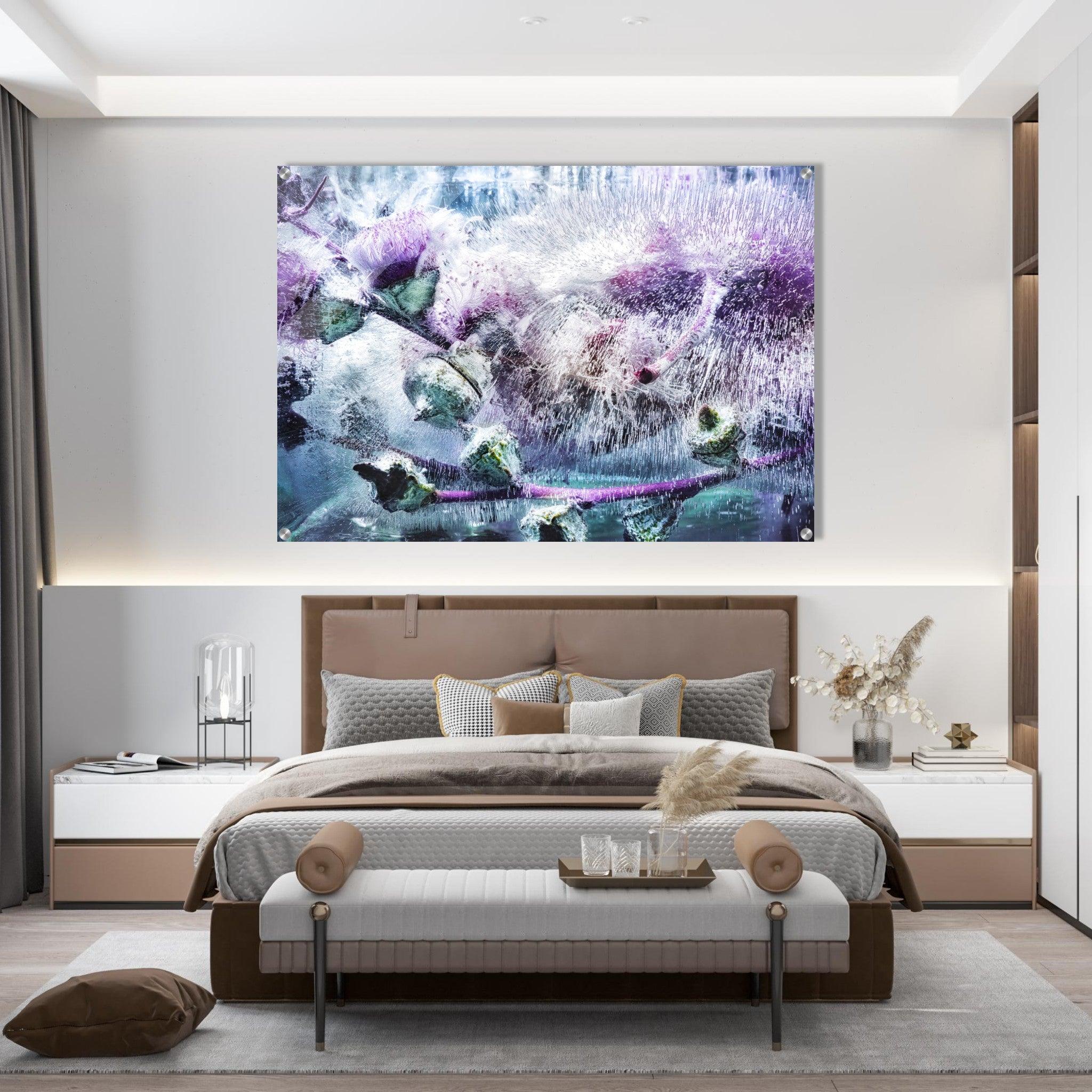 Nature's Artistry: Frozen Flower Acrylic Glass Wall Art - Wallfix