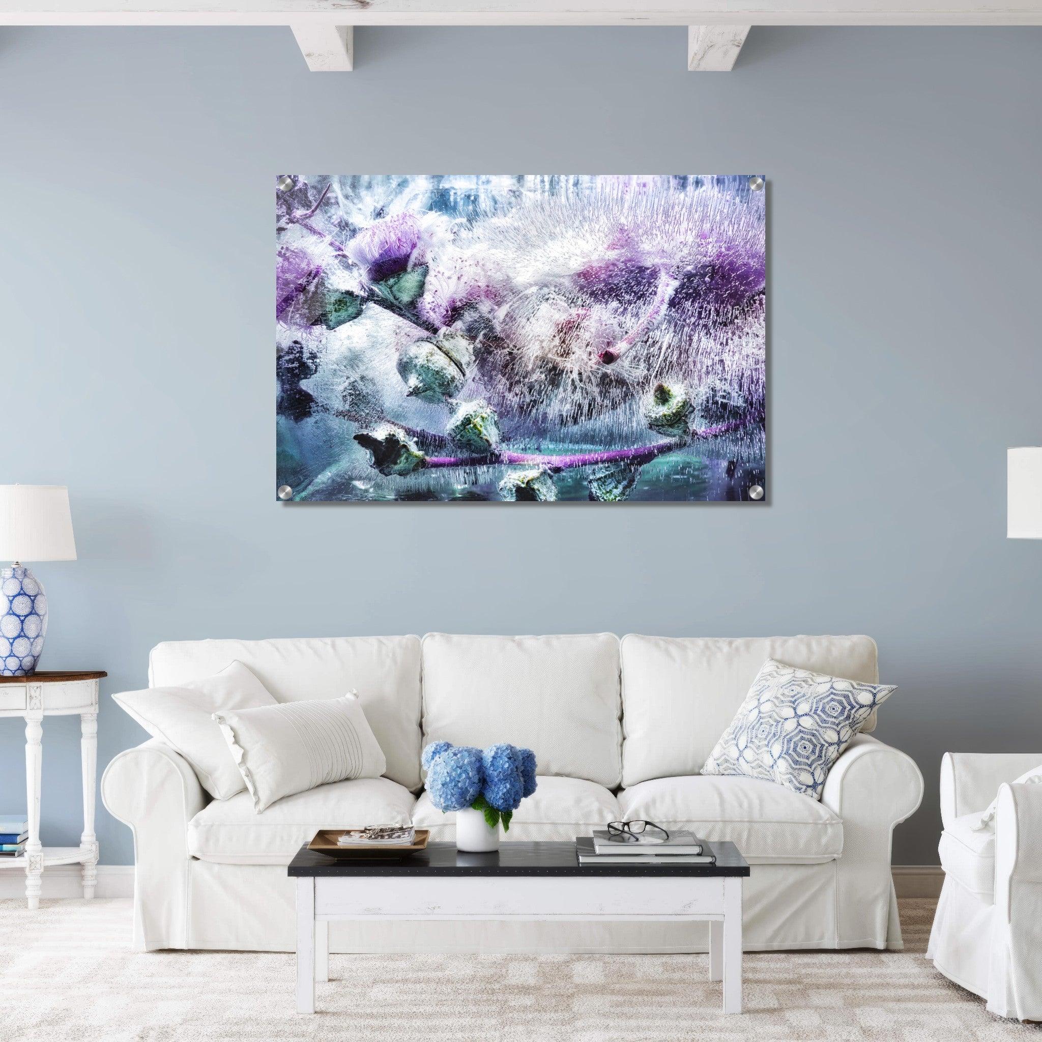 Nature's Artistry: Frozen Flower Acrylic Glass Wall Art - Wallfix