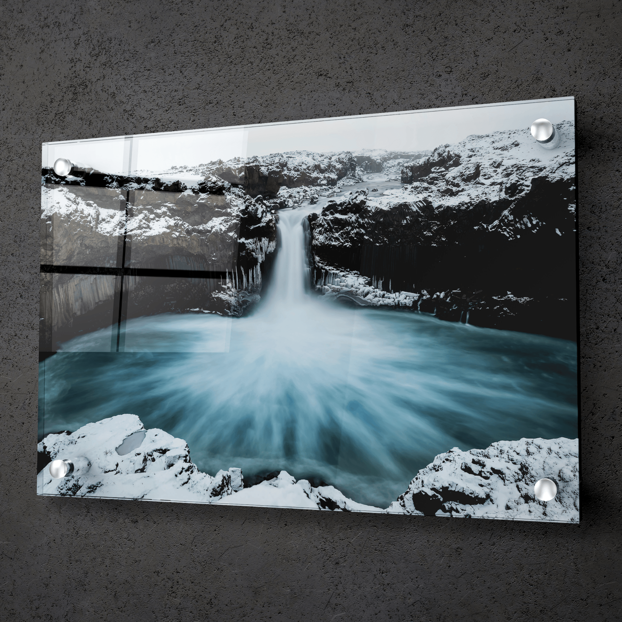 Nature's Masterpiece: Iceland Aldeyjarfoss Waterfall Acrylic Glass Wall Art - Wallfix