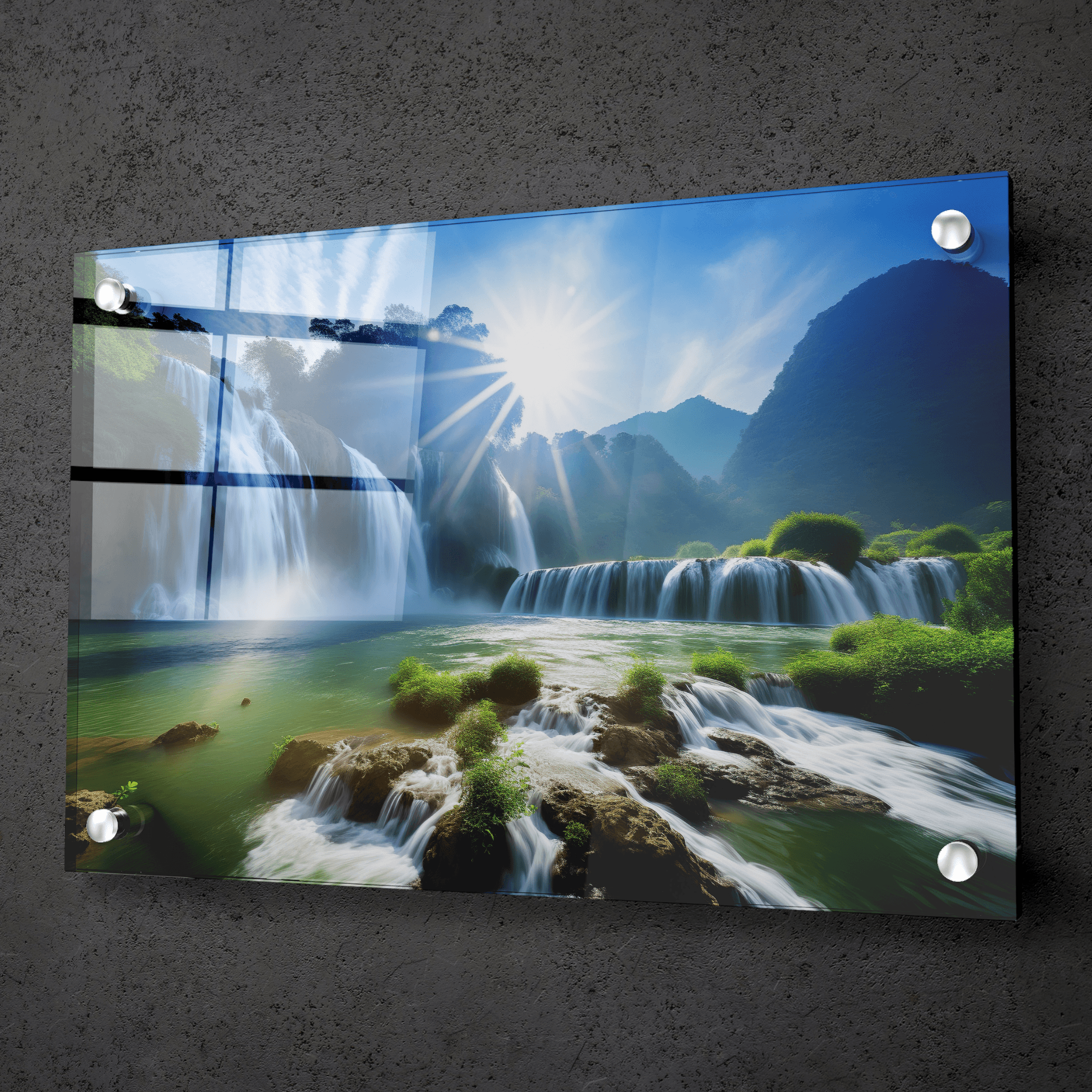 Nature's Motion: Detian Waterfall Acrylic Glass Wall Art - Wallfix