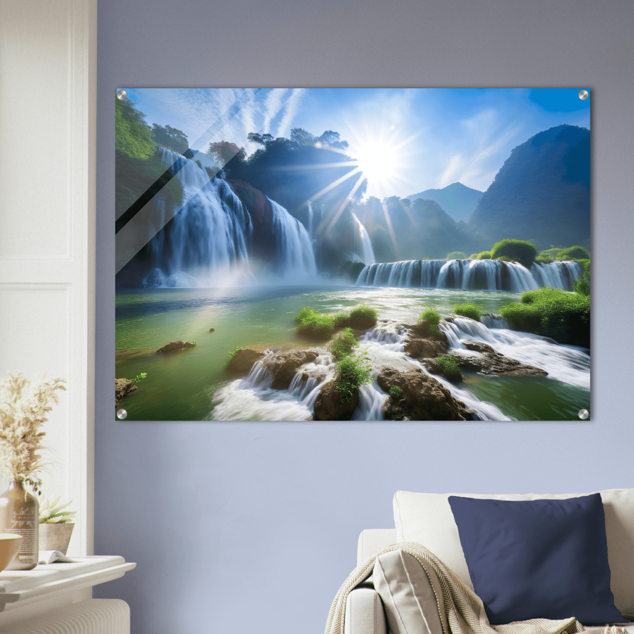 Nature's Motion: Detian Waterfall Acrylic Glass Wall Art - Wallfix