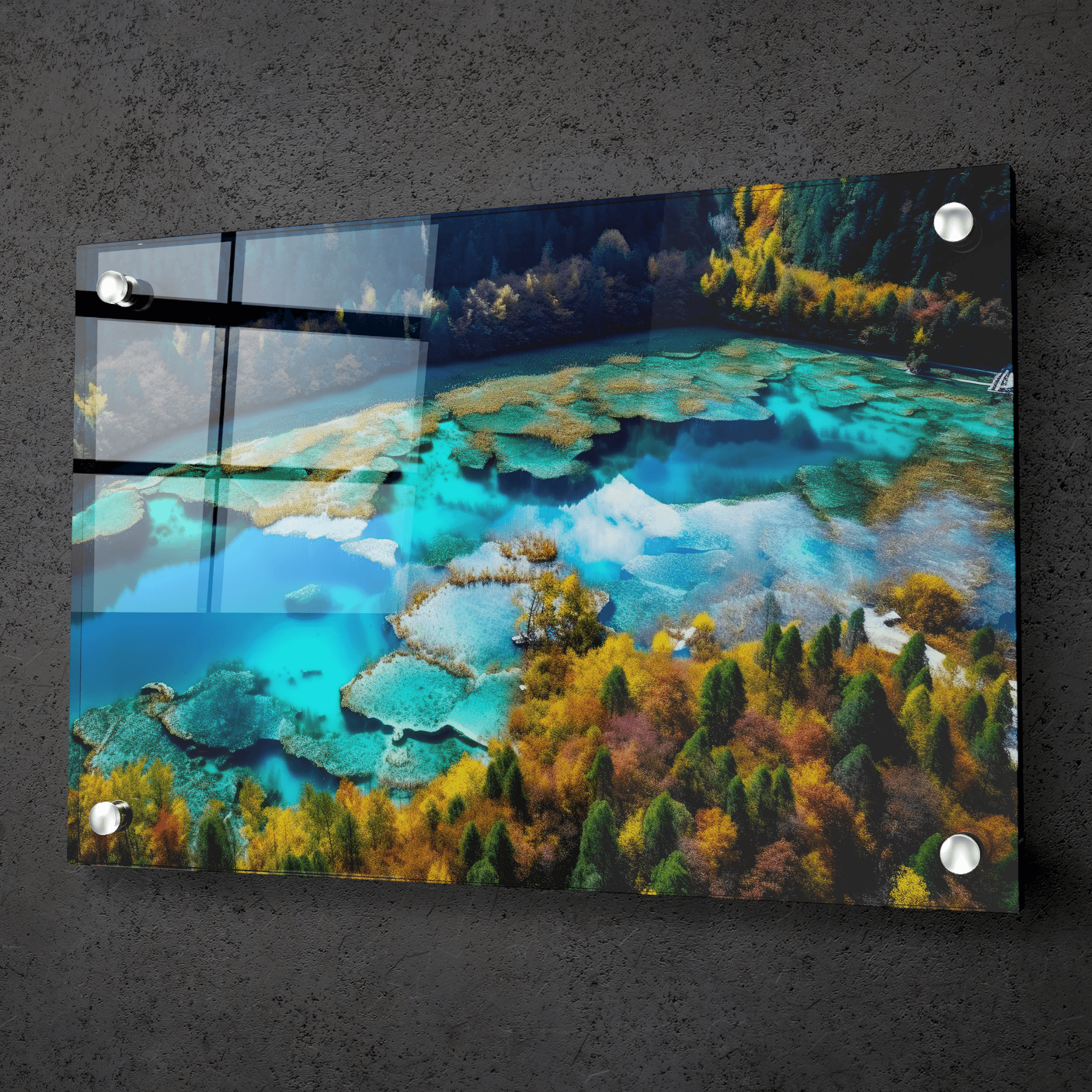 Nature's Symphony: Jiuzhaigou Valley Acrylic Glass Wall Art - Wallfix