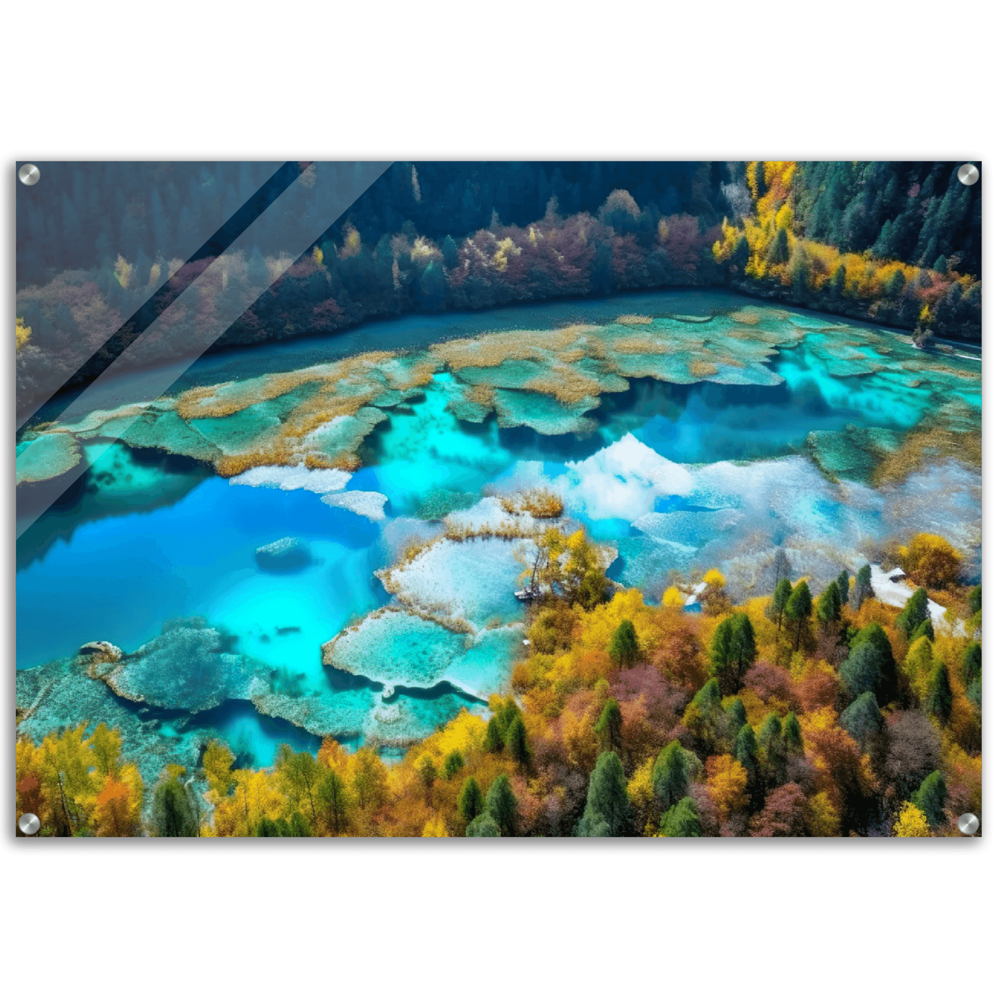 Nature's Symphony: Jiuzhaigou Valley Acrylic Glass Wall Art - Wallfix