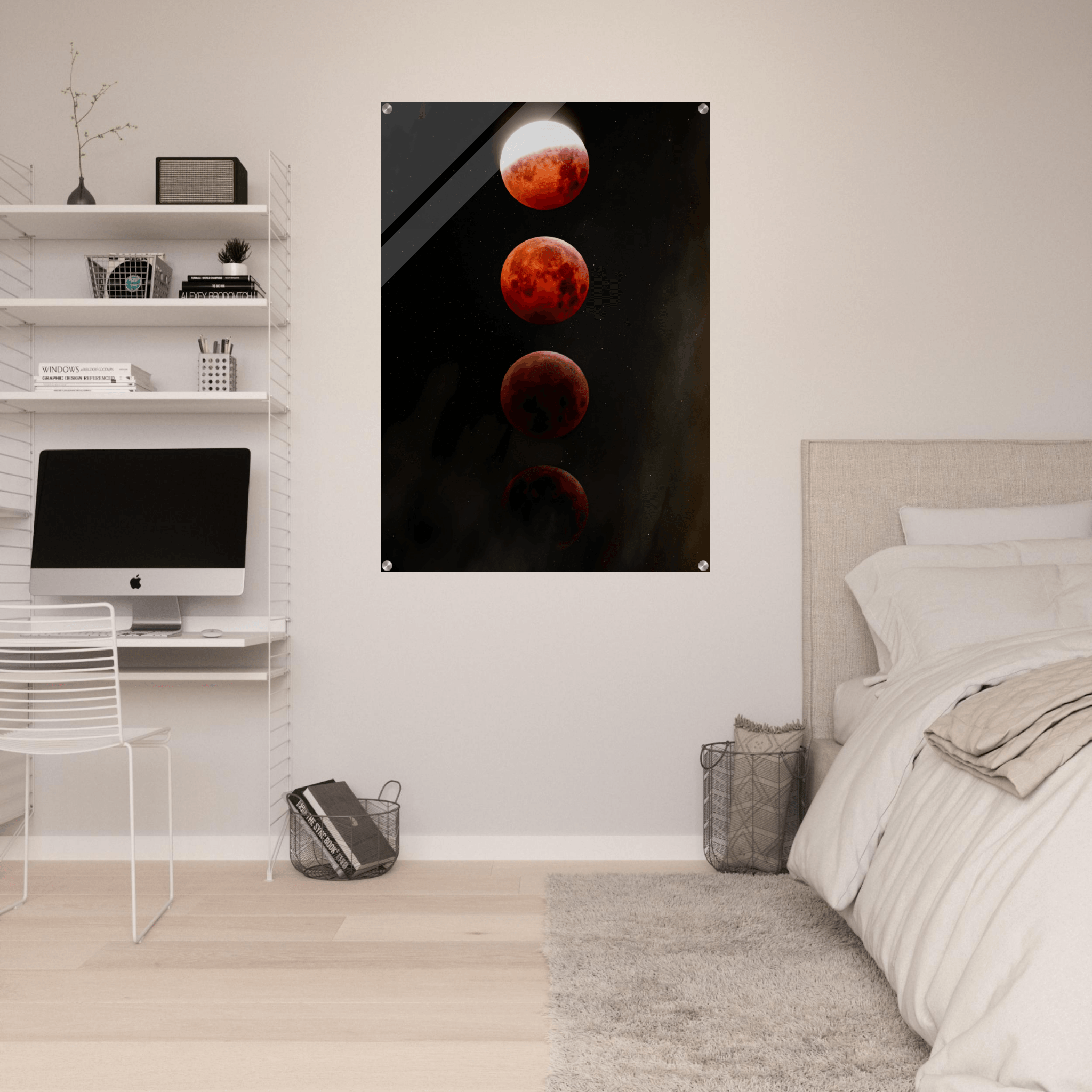 Nightfall Embrace: Full Moon Eclipse Acrylic Glass Wall Art - Wallfix