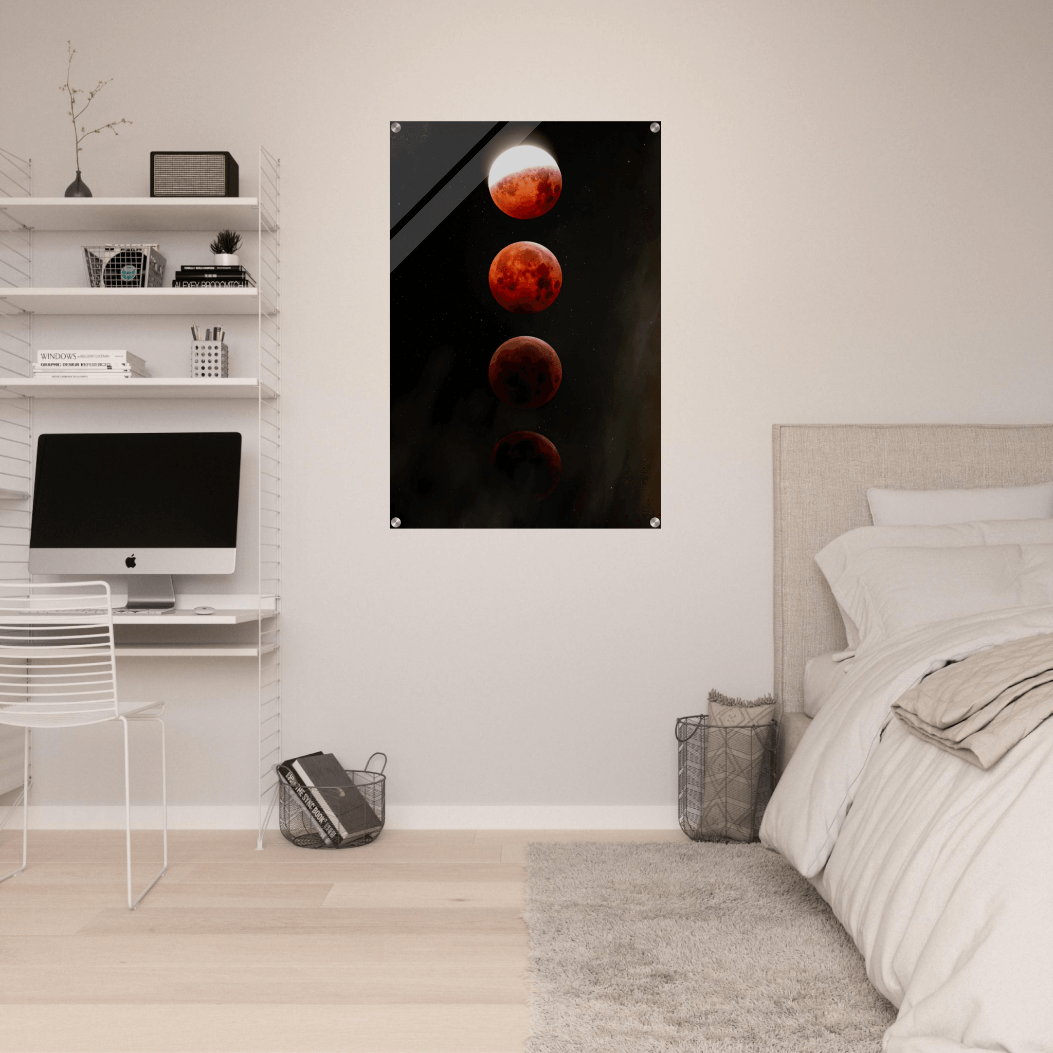 Nightfall Embrace: Full Moon Eclipse Acrylic Glass Wall Art - Wallfix
