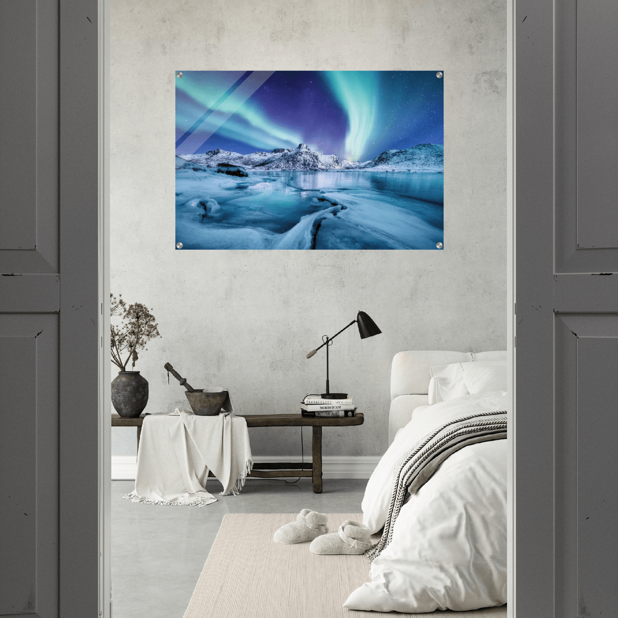 Northern Lights: Icy Blue Bliss Acrylic Glass Wall Art - Wallfix