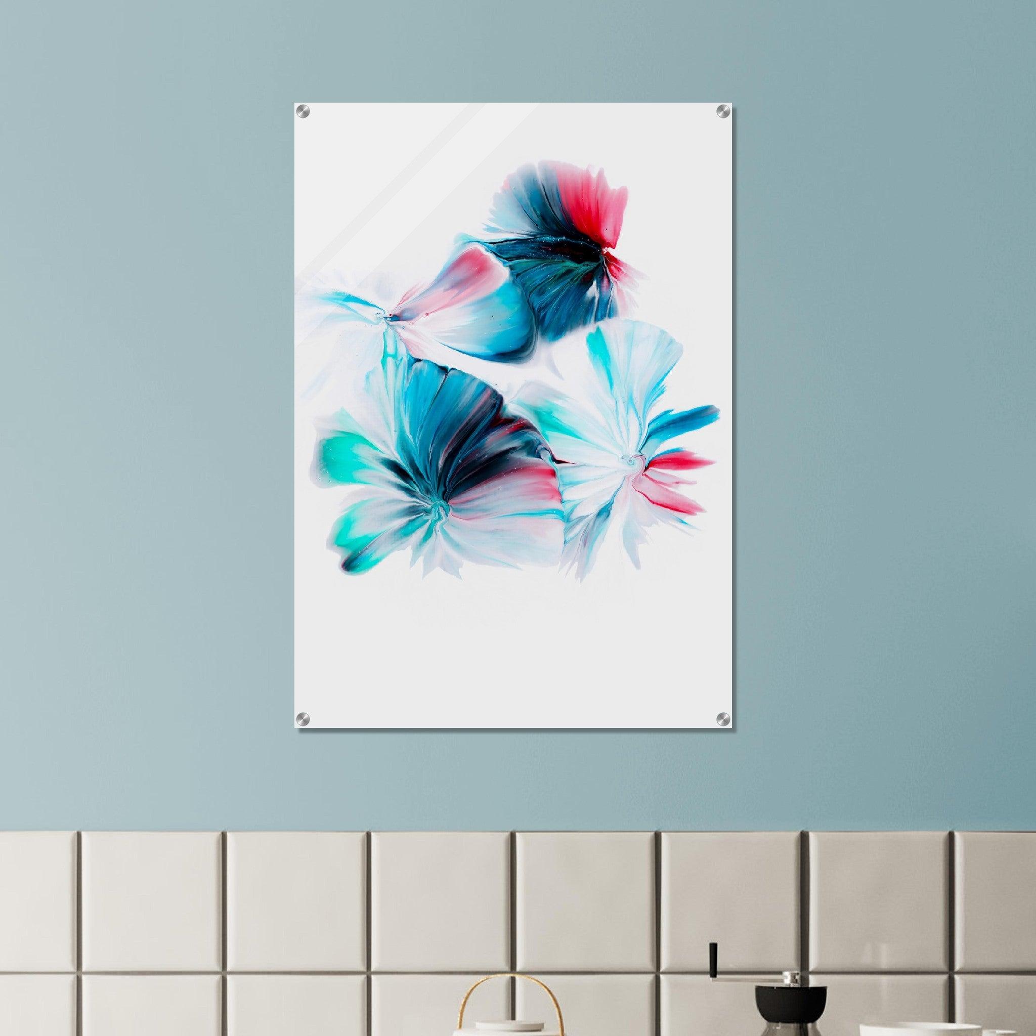 Oil Paint: Colorful Flowers Acrylic Glass Wall Art - Wallfix