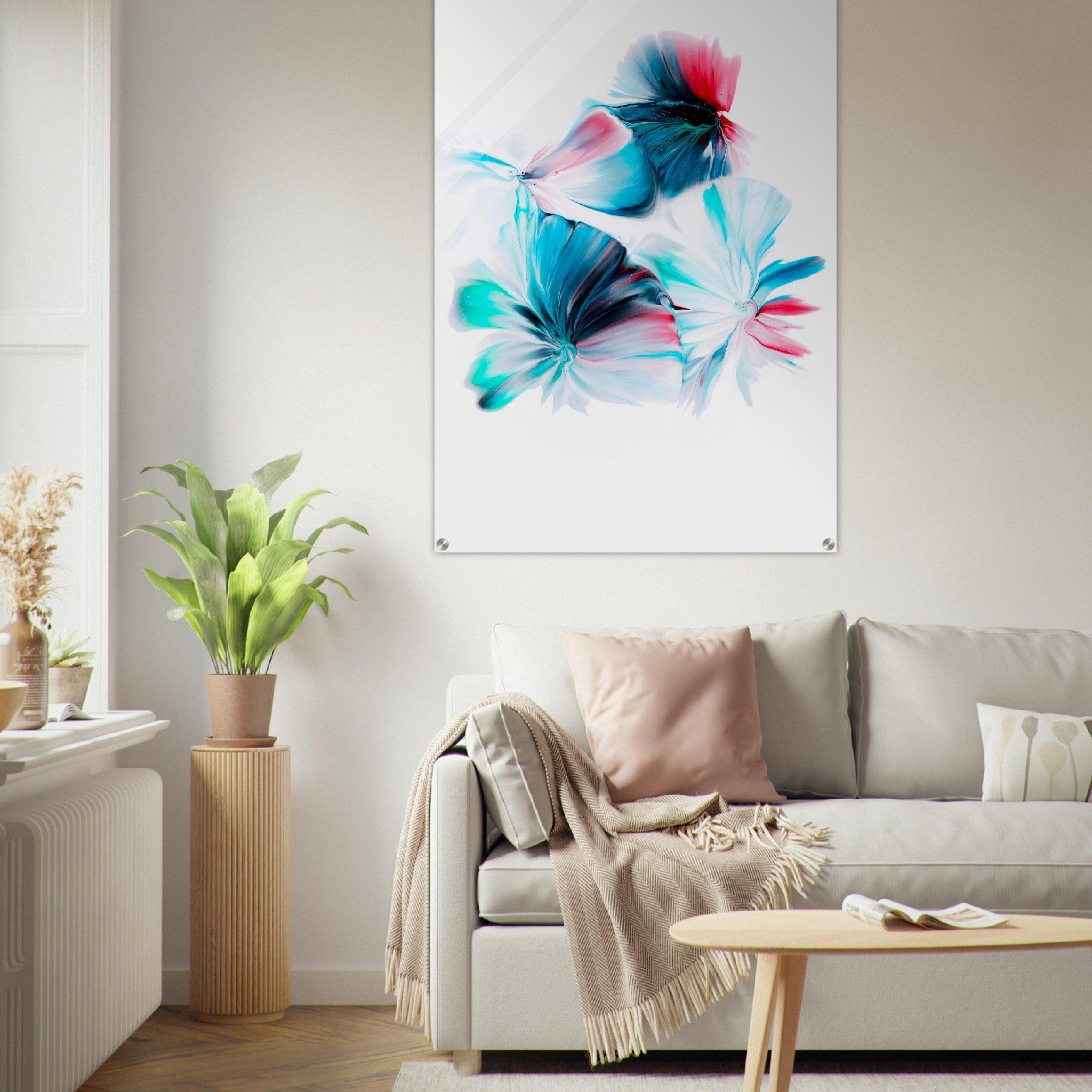 Oil Paint: Colorful Flowers Acrylic Glass Wall Art - Wallfix