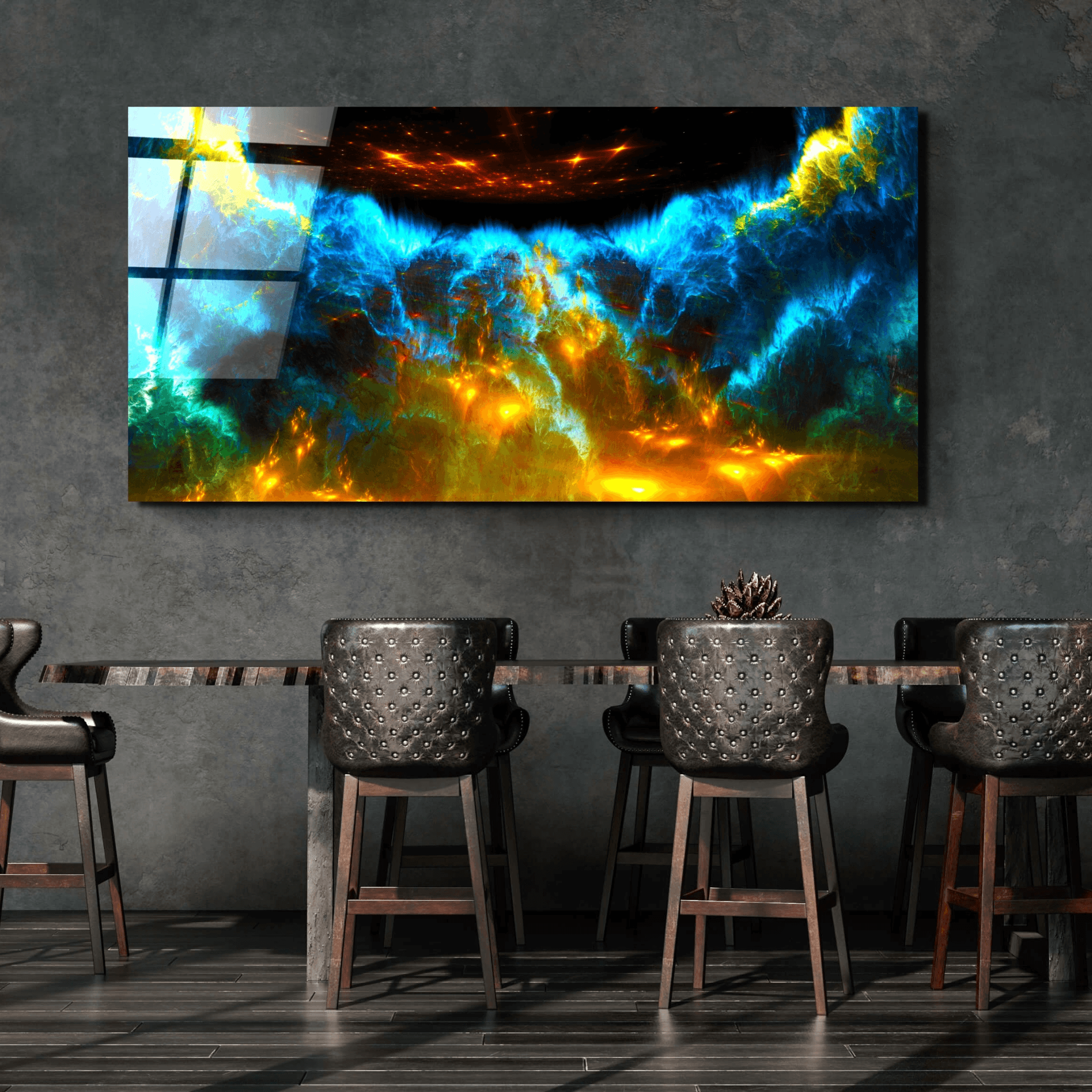 Panoramic: Interstellar Cloud Abstract Acrylic Glass Wall Art - Wallfix
