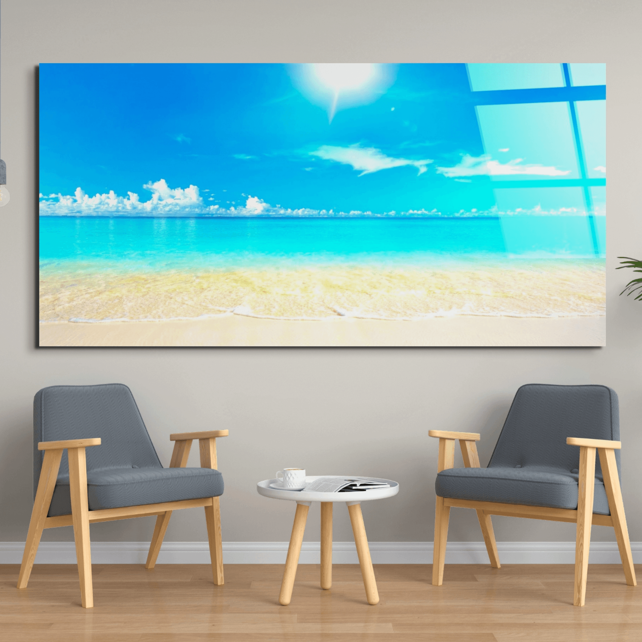 Panoramic: Turquoise Ocean Acrylic Glass Wall Art - Wallfix