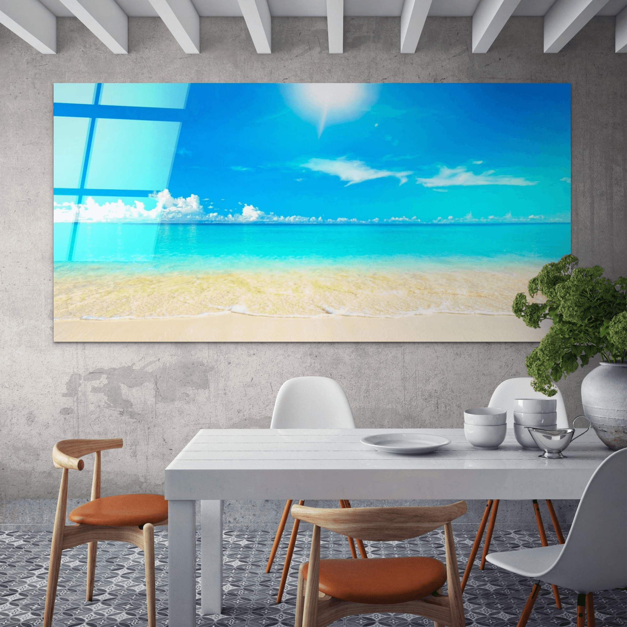 Panoramic: Turquoise Ocean Acrylic Glass Wall Art - Wallfix