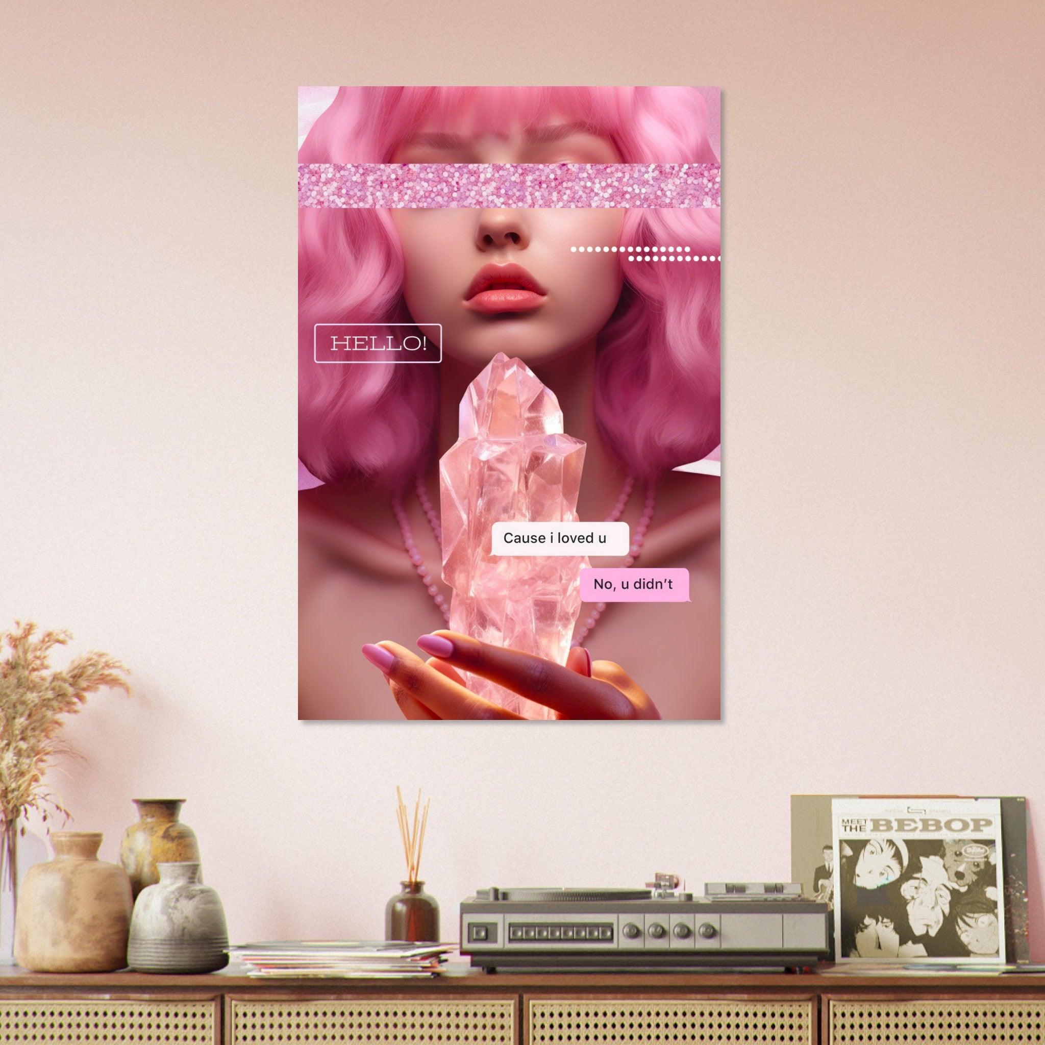 Pink Aura: Dollcore's Crystal Metal Wall Art - Wallfix