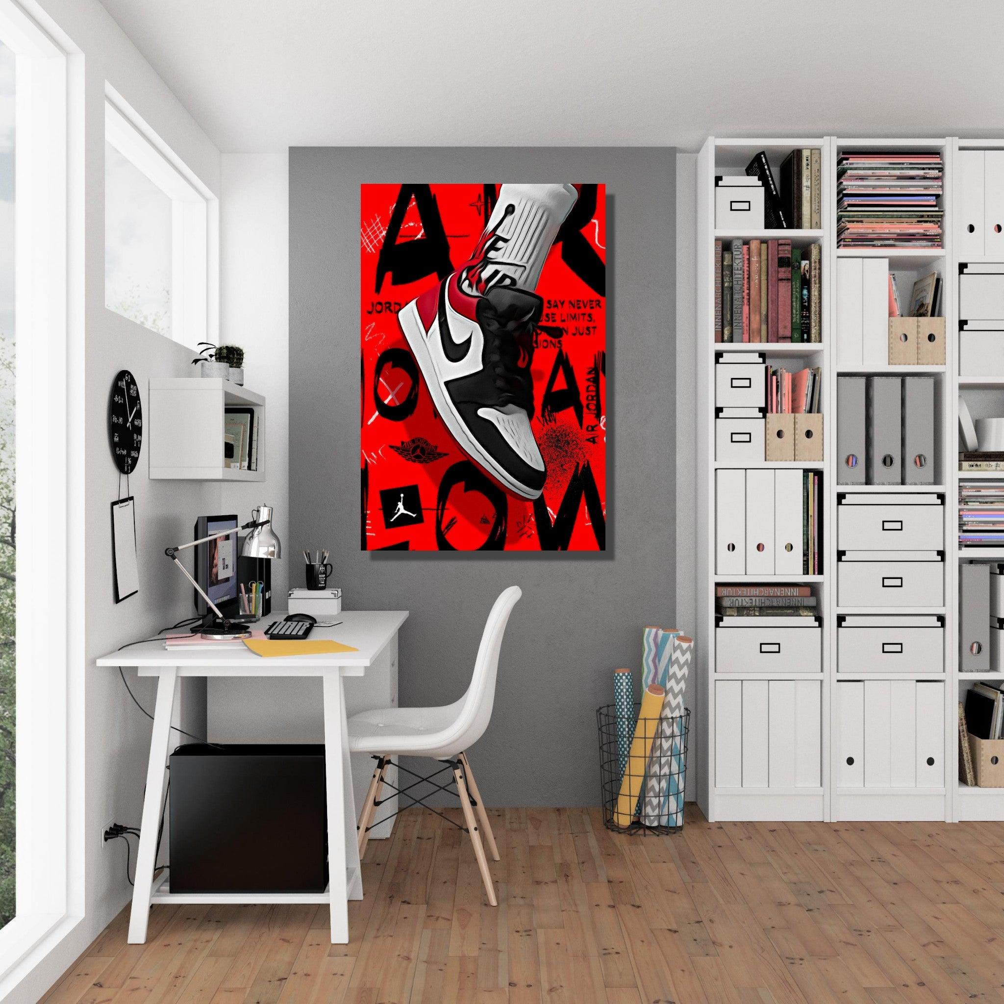 Pop Art: Jordan Red And Black Metal Wall Art - Wallfix