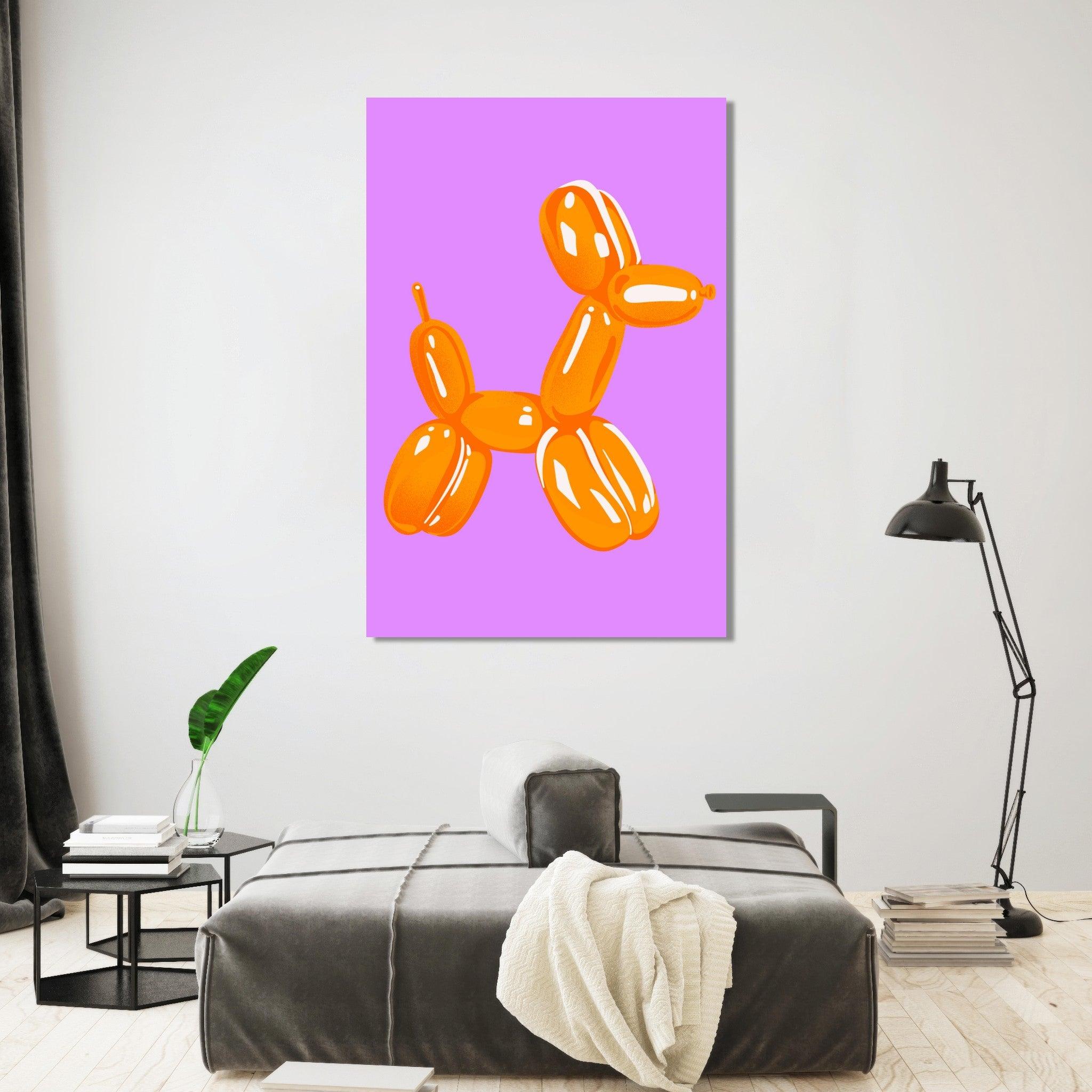 Pop Culture: Retro Orange Balloon Dog Metal Wall Art - Wallfix