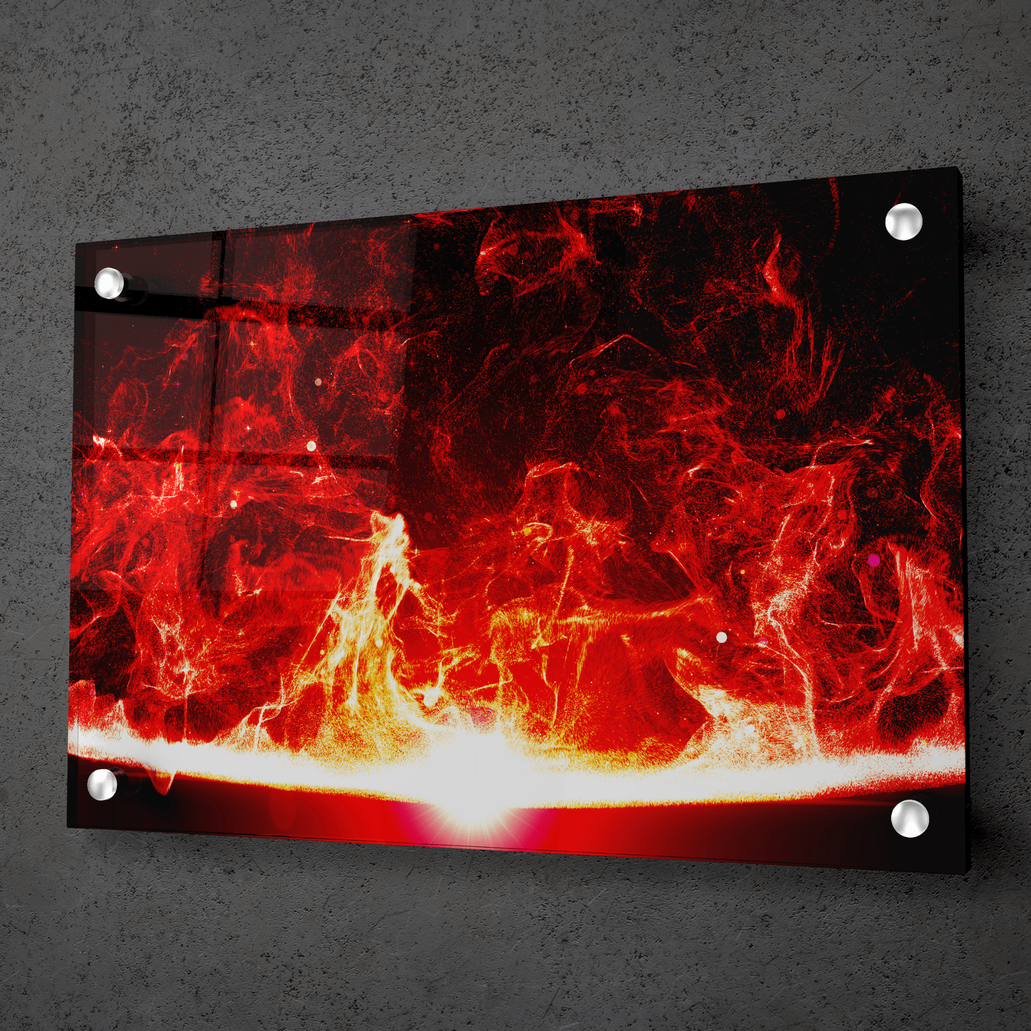 Rays of Revelation: Explosive Fire Burst Acrylic Glass Wall Art - Wallfix