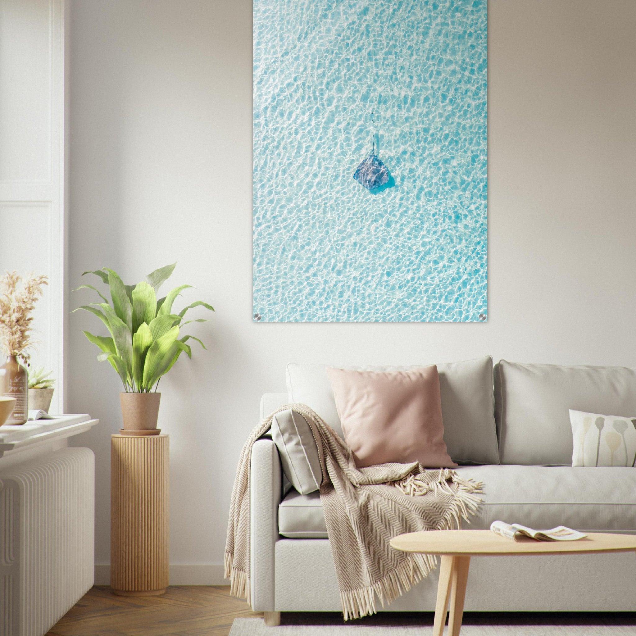 Sea Life: Captivating Stingray Acrylic Glass Wall Art - Wallfix