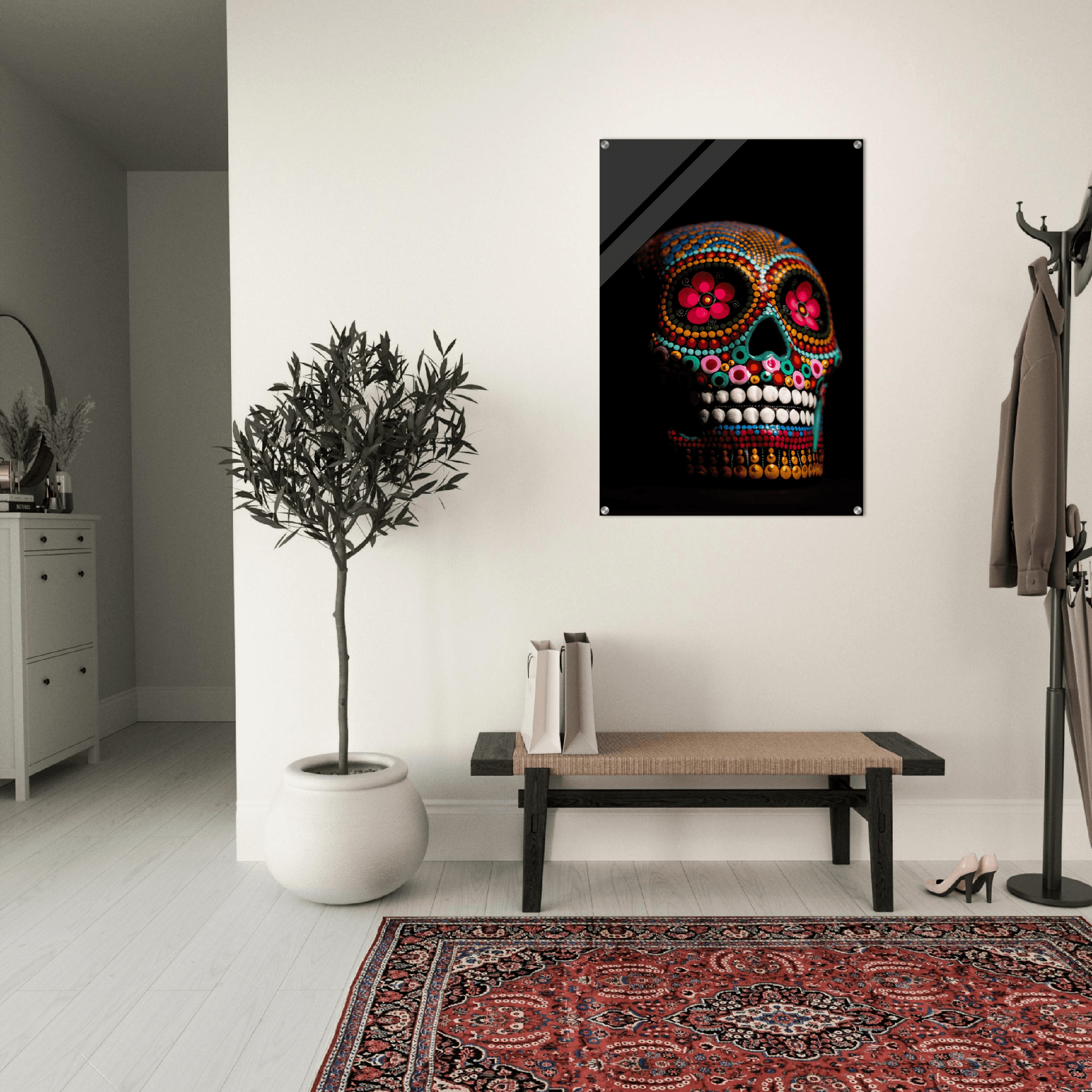 Skull of Celebration: Día de los Muertos Acrylic Glass Wall Art - Wallfix