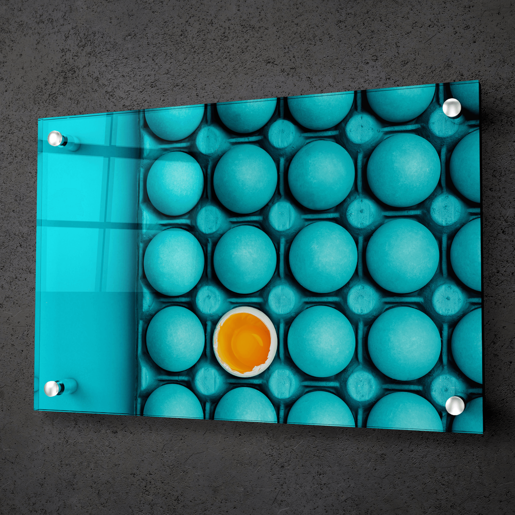 Soothing Simplicity: Minimalistic Blue Eggs Acrylic Glass Wall Art - Wallfix
