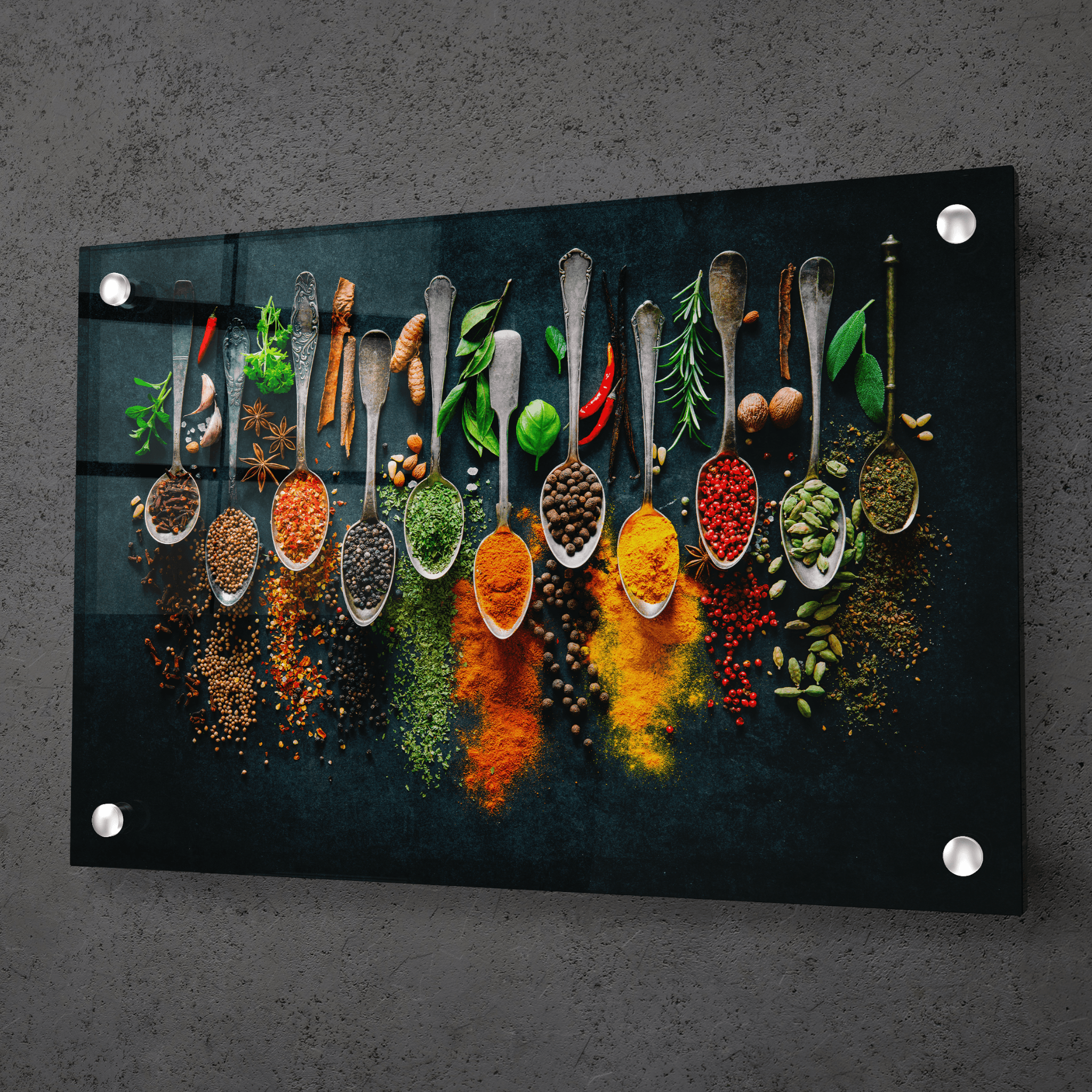 Spice Infusion: Herbs and Spices Acrylic Glass Wall Art - Wallfix