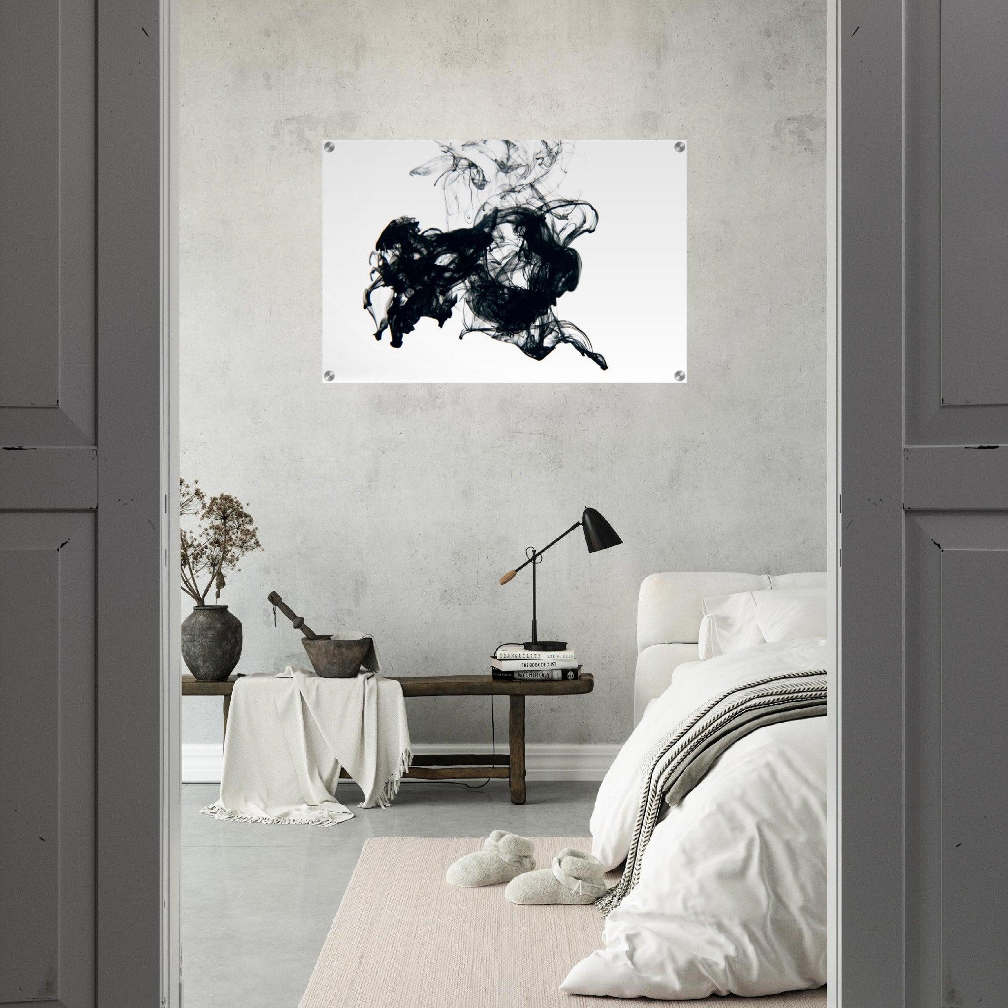 Splash of Contrast: Black Ink Acrylic Glass Wall Art - Wallfix