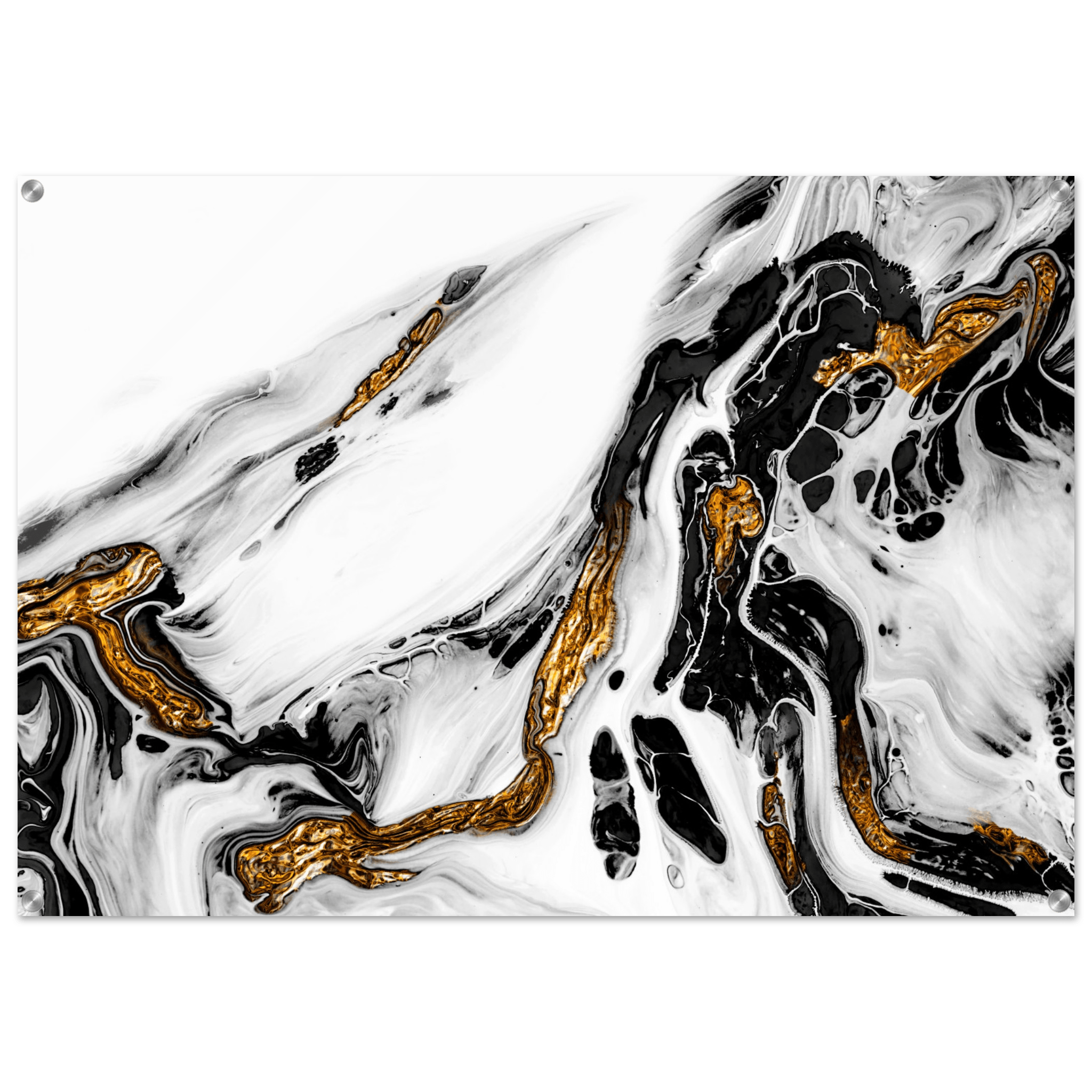 Timeless Sophistication: Black, White, and Gold Abstract Acrylic Glass Wall Art - Wallfix