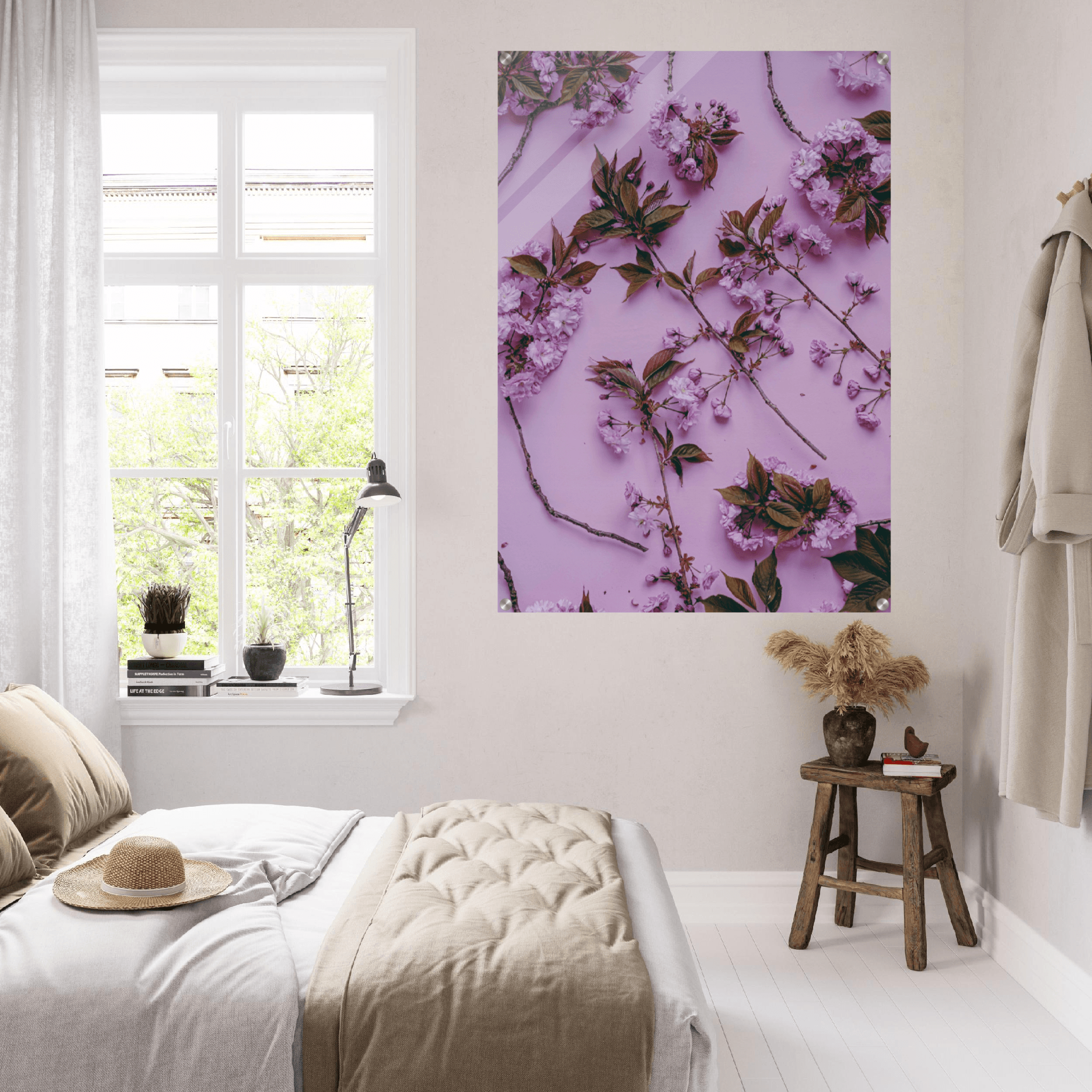 Touch of Elegance: Purple Flower Acrylic Glass Wall Art - Wallfix