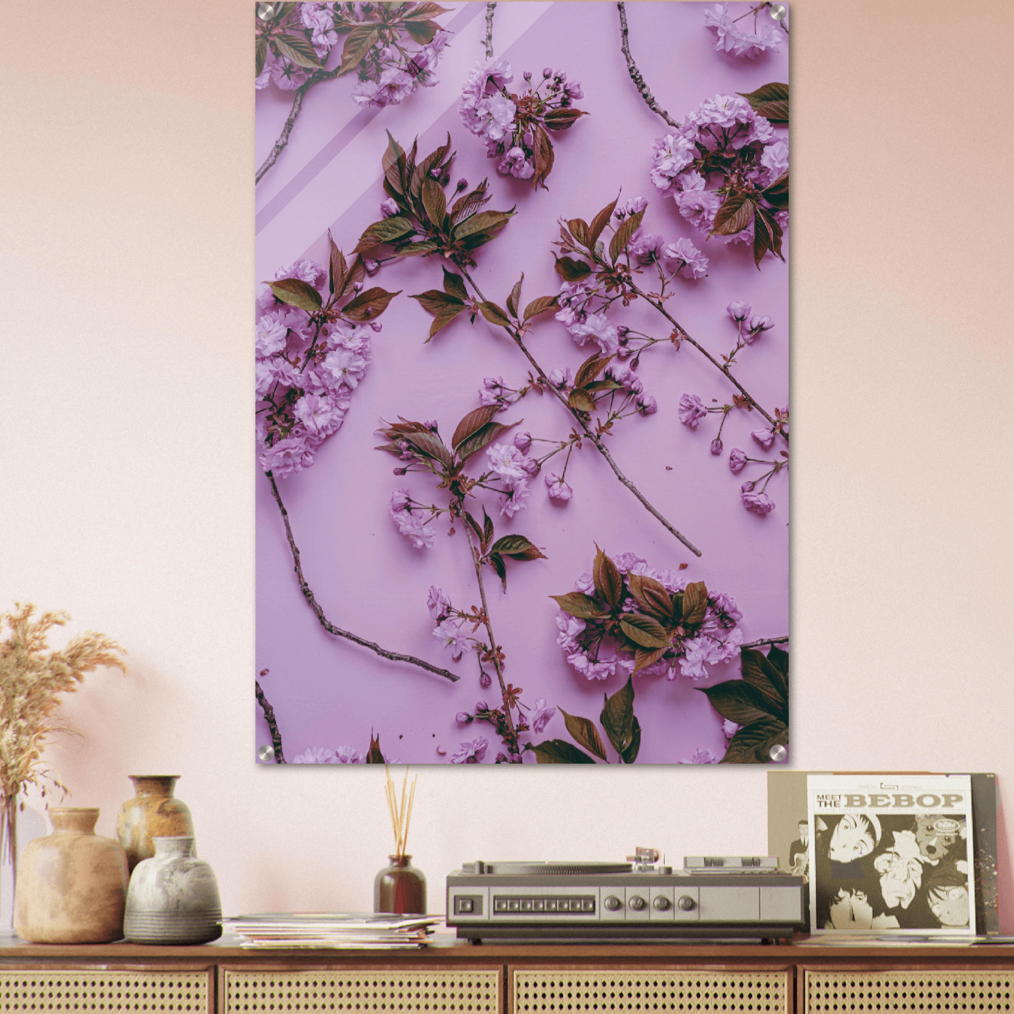 Touch of Elegance: Purple Flower Acrylic Glass Wall Art - Wallfix
