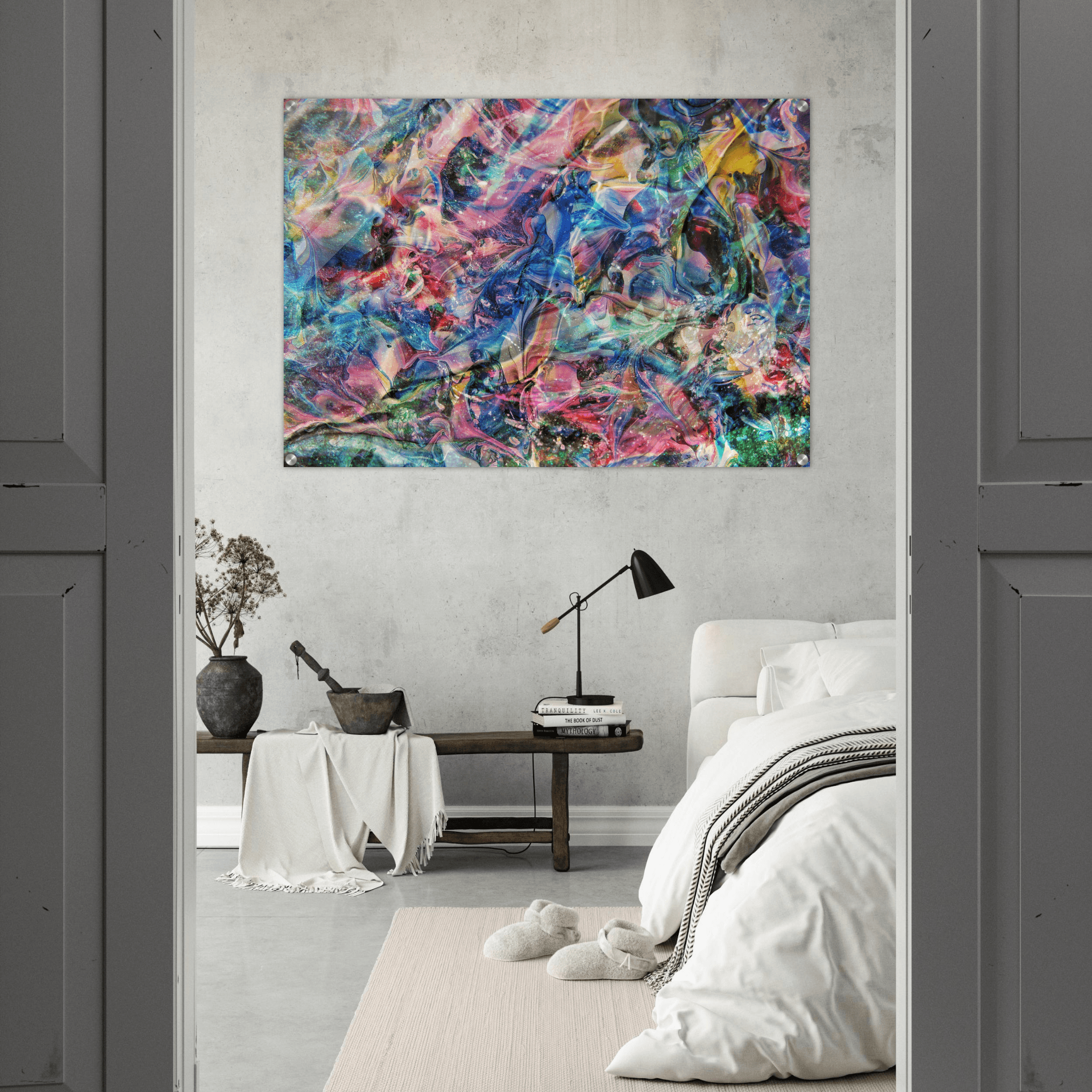 Translucent Fusion: Abstract and Colorful Liquid Textures Acrylic Glass Wall Art - Wallfix