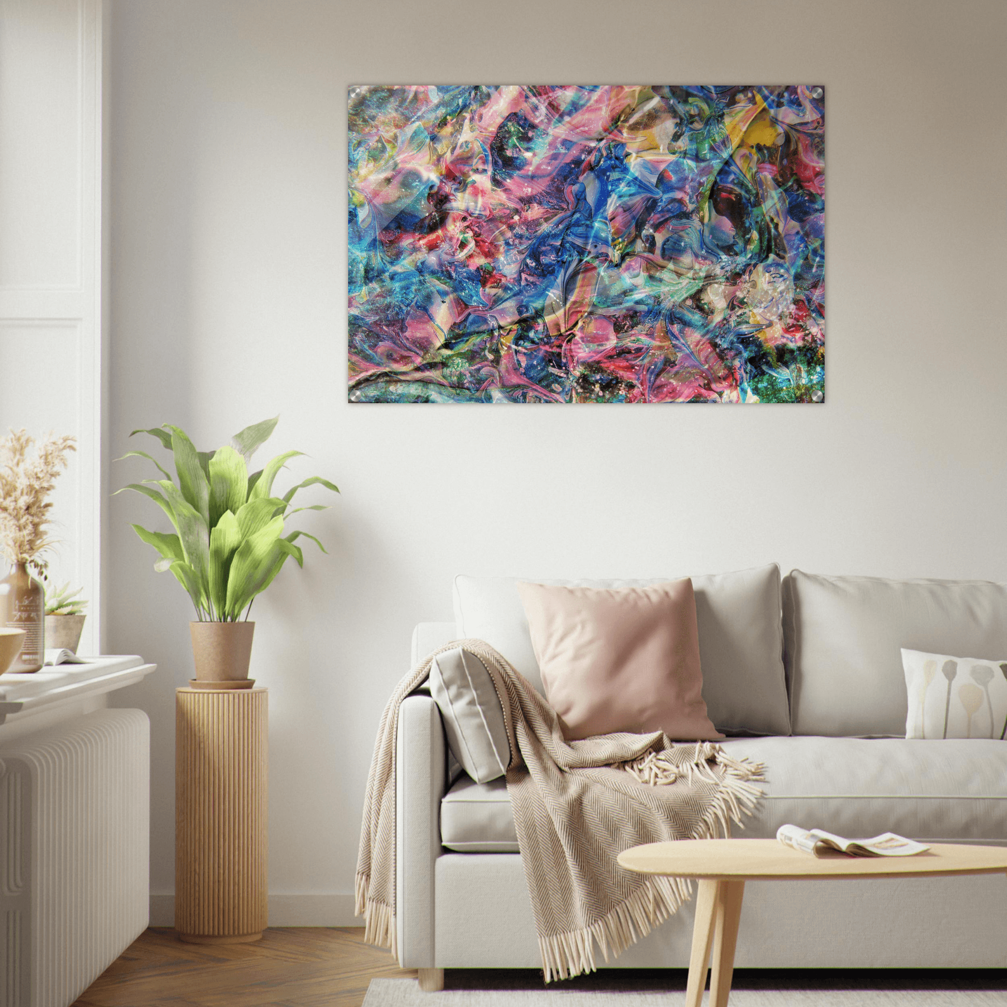 Translucent Fusion: Abstract and Colorful Liquid Textures Acrylic Glass Wall Art - Wallfix