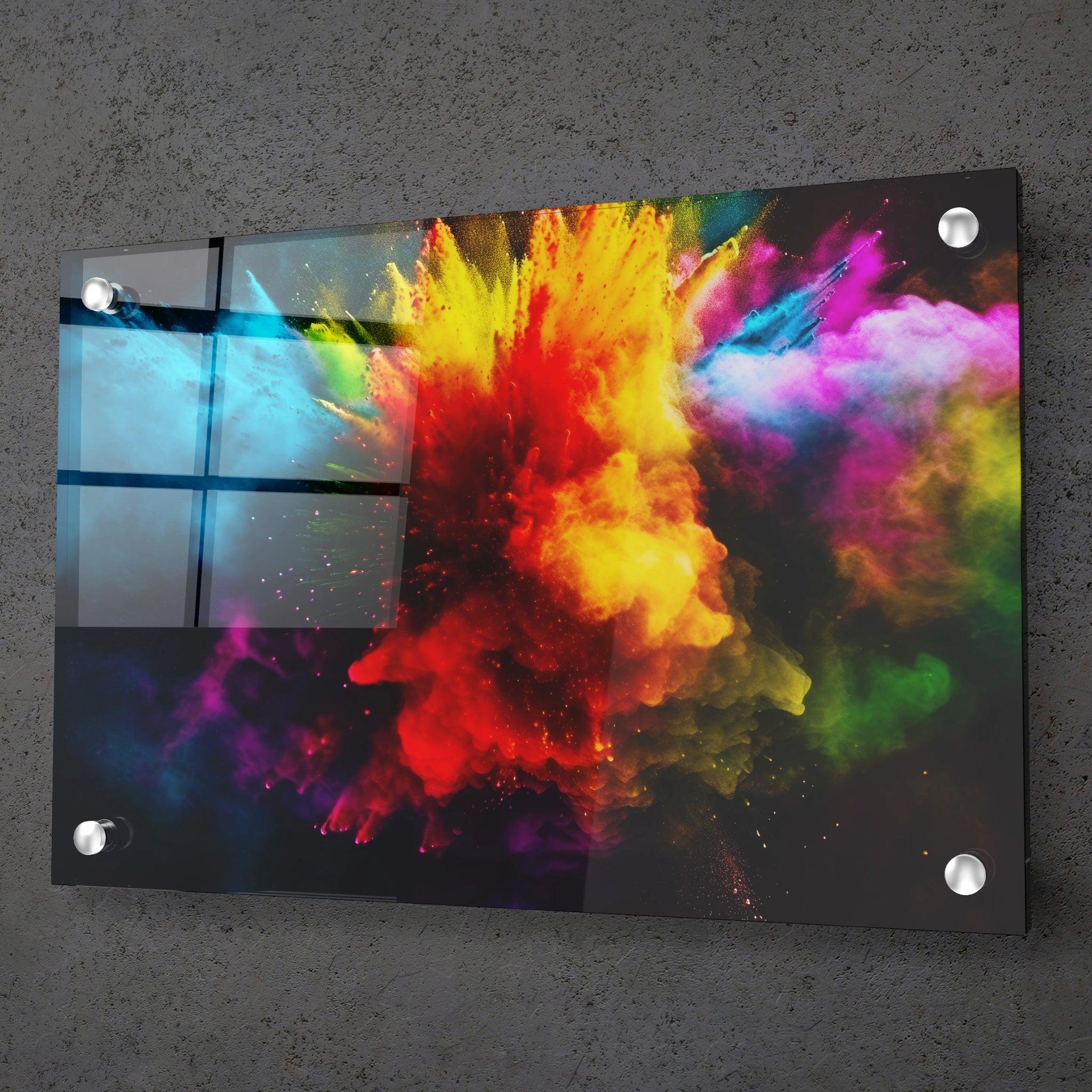 Vibrant Burst: Color Explosion Acrylic Glass Wall Art - Wallfix