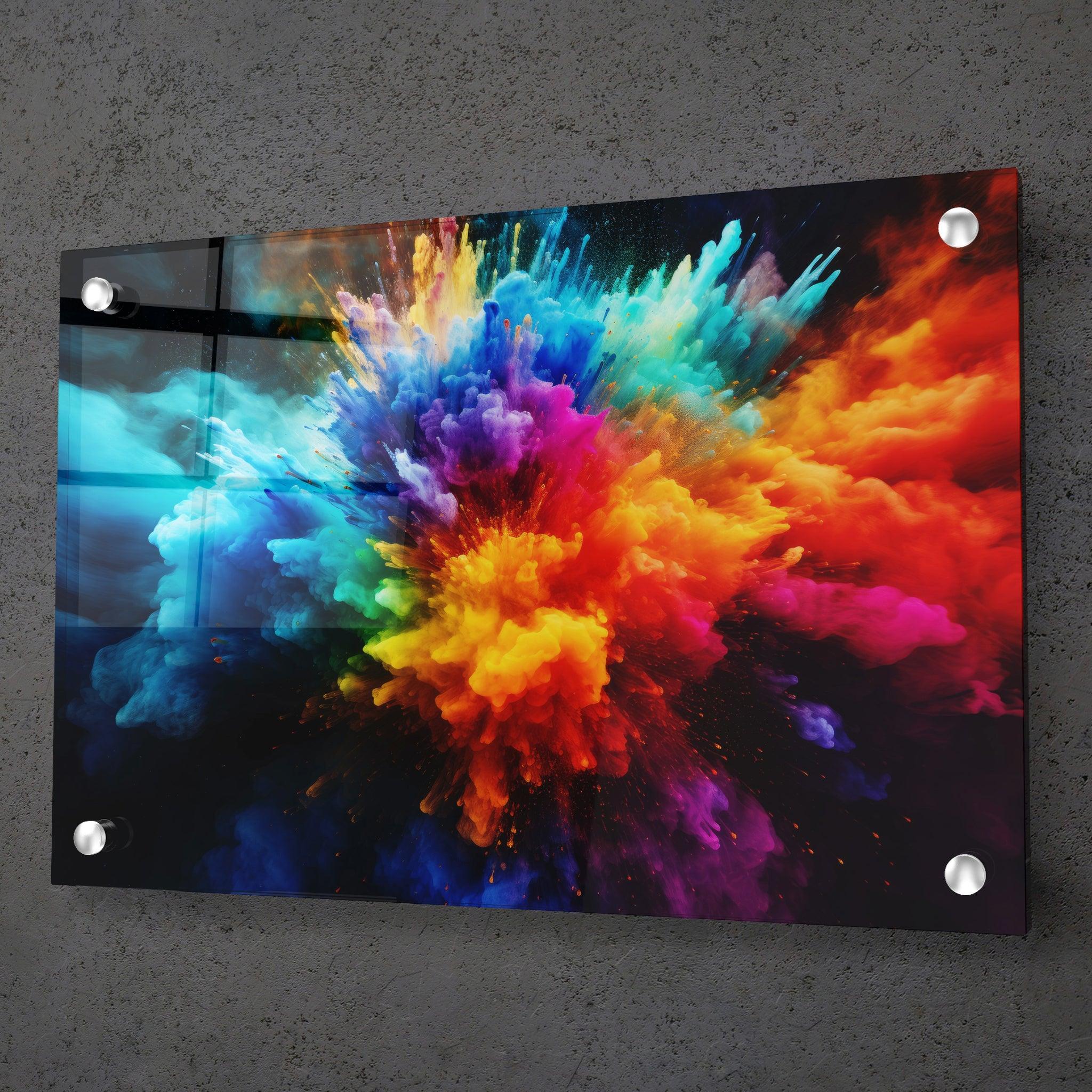 Vibrant Burst: Color Explosion V2 Acrylic Glass Wall Art - Wallfix