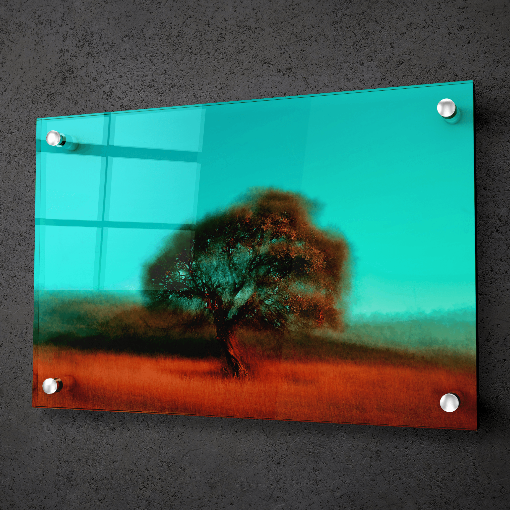 Wild Safari: Abstract Tree Journey Acrylic Glass Wall Art - Wallfix