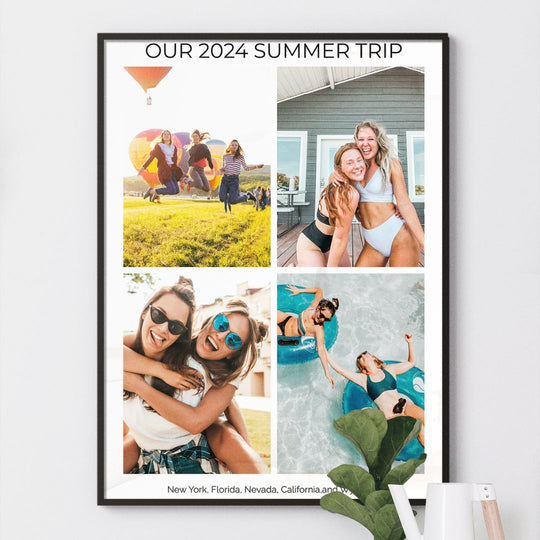 Personalized Photo Collage Summer Trip Poster - 4 Images