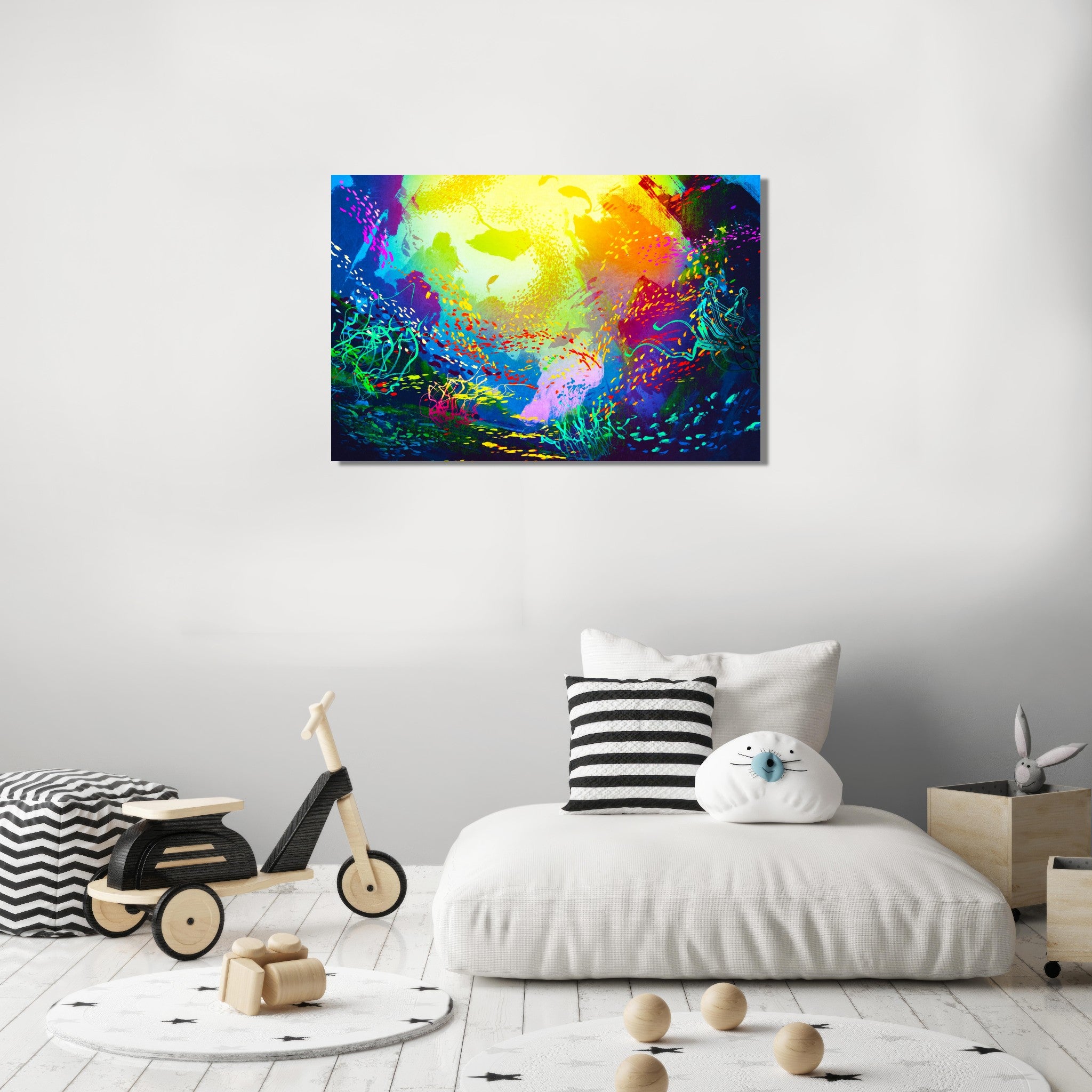 Underwater Cosmos: Lively Colors Metal Wall Art