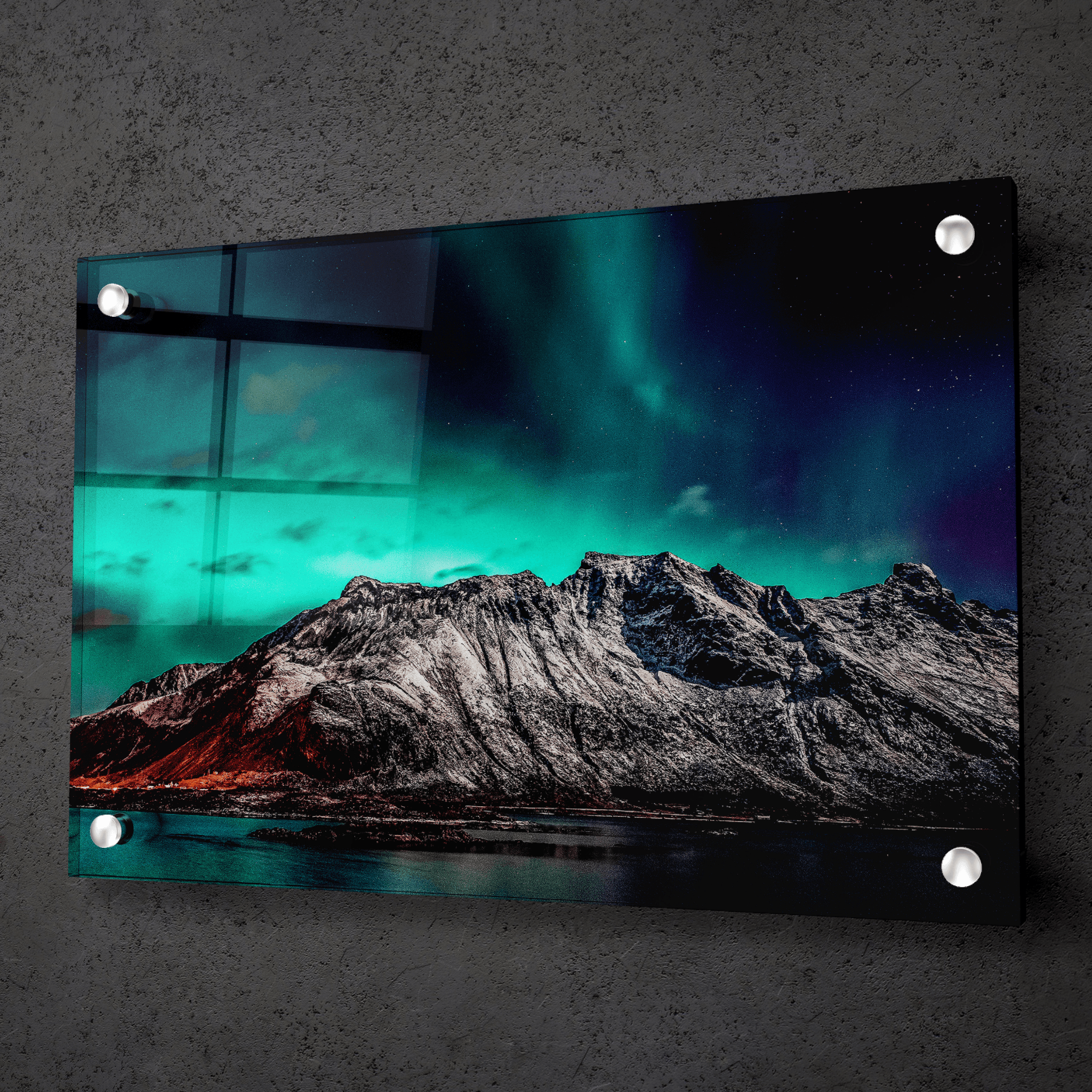 Northern Lights: Nordic Mountain View Acrylic Glass Wall Art - Wallfix