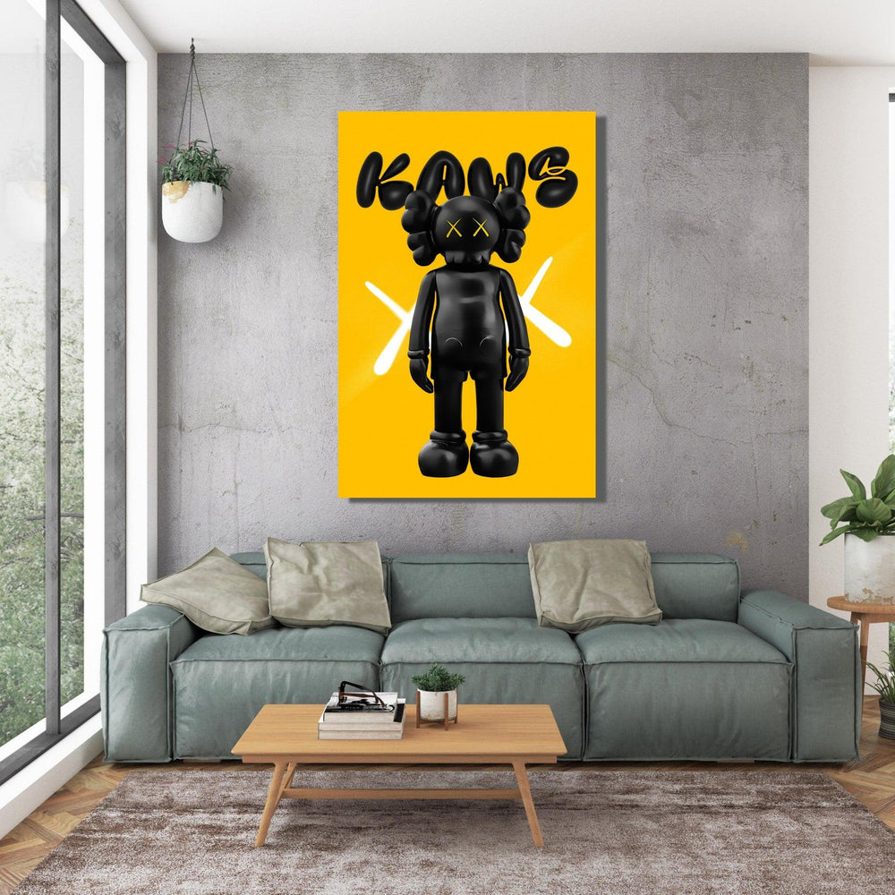 Pop Culture: KAW-Artwork Black and Yellow Metal Wall Art - Wallfix