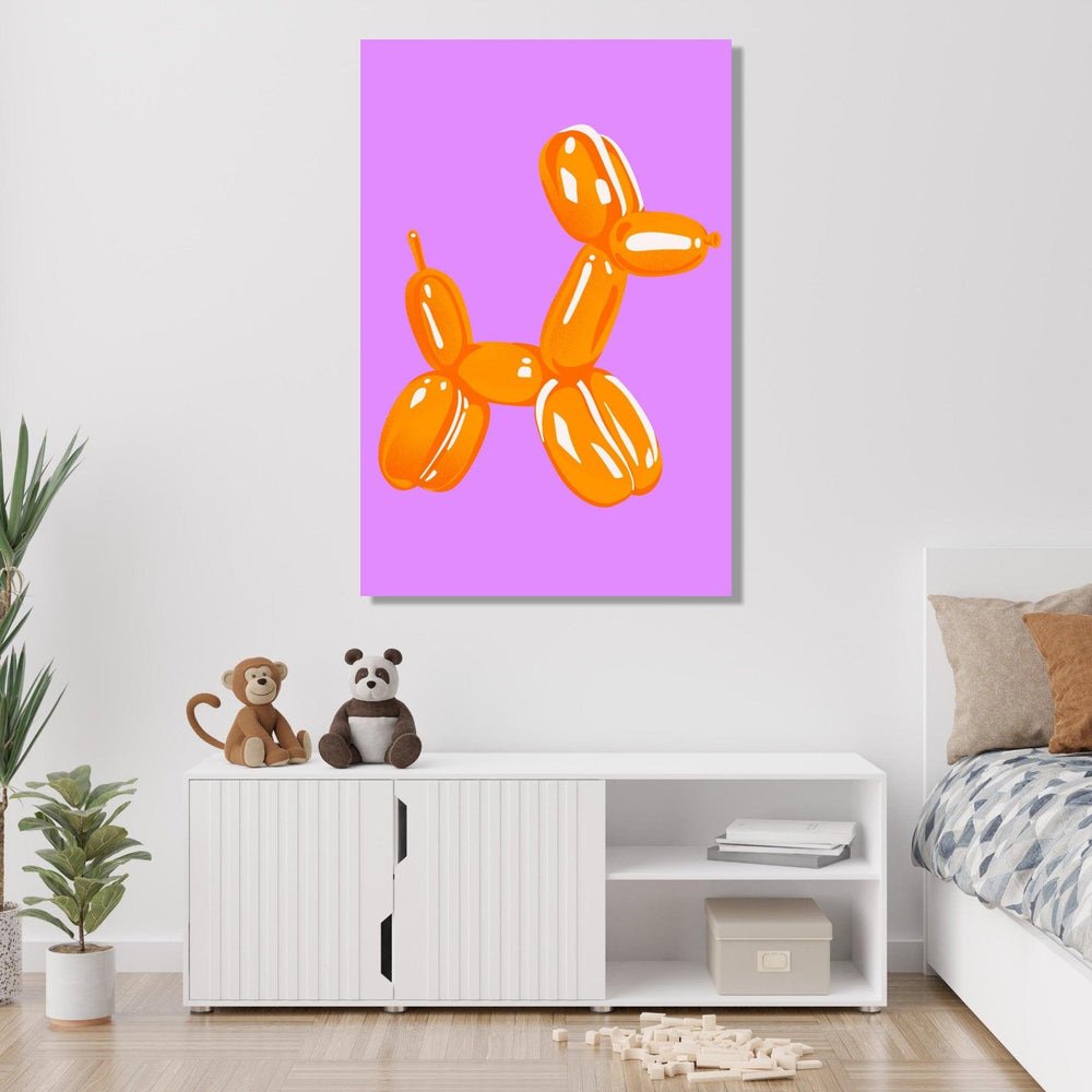 Pop Culture: Retro Orange Balloon Dog Metal Wall Art - Wallfix