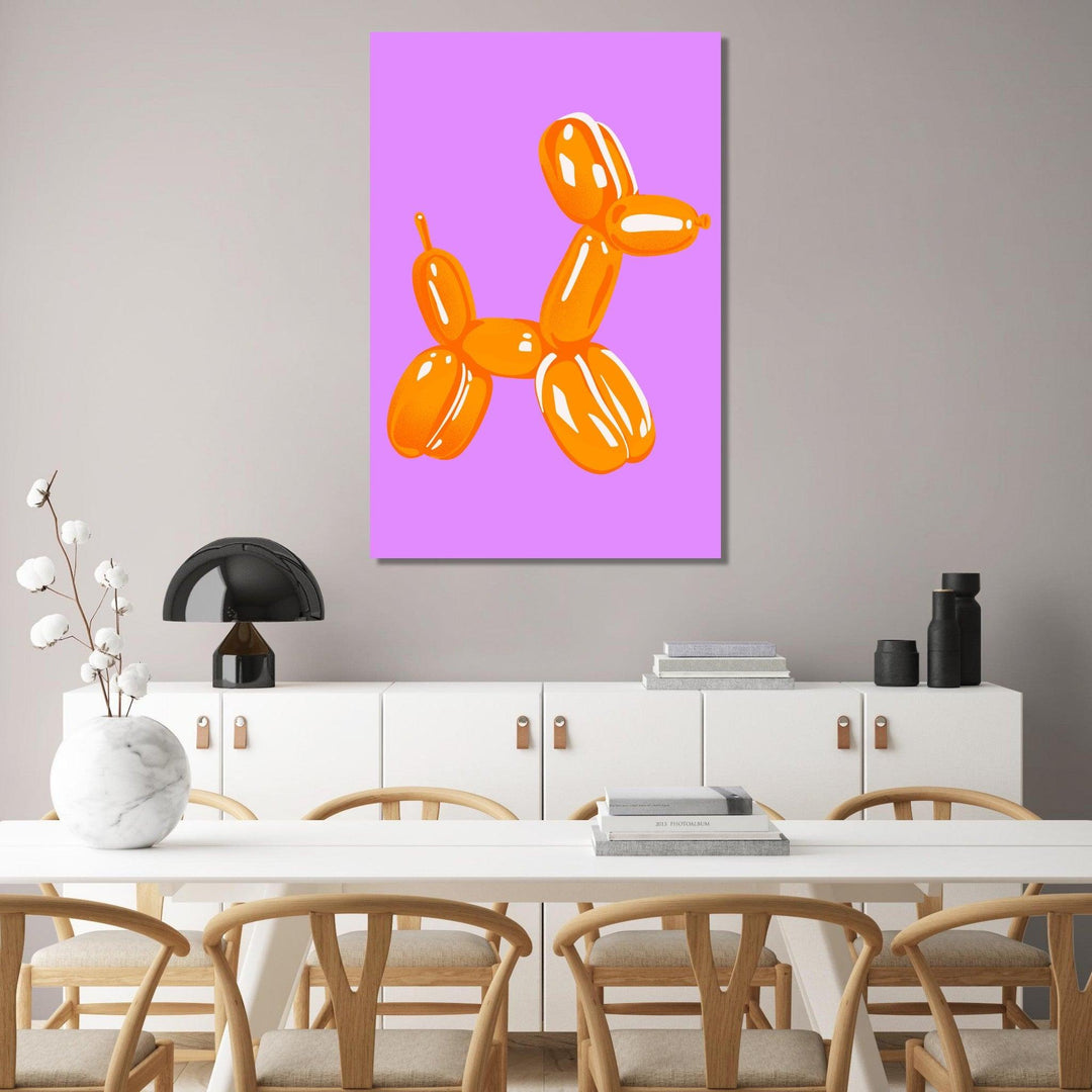 Pop Culture: Retro Orange Balloon Dog Metal Wall Art - Wallfix