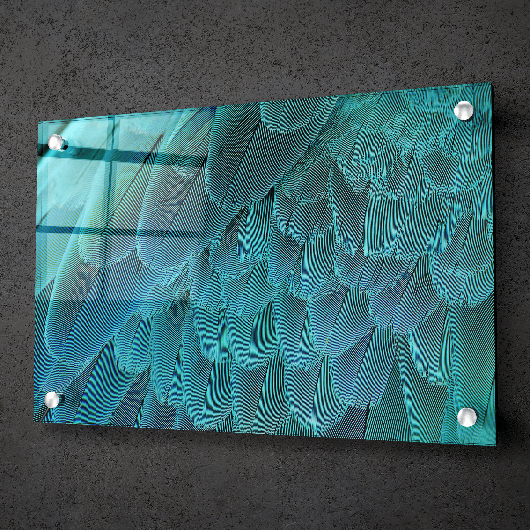 Royal Elegance: Blue Macaw Feathers Acrylic Glass Wall Art - Wallfix