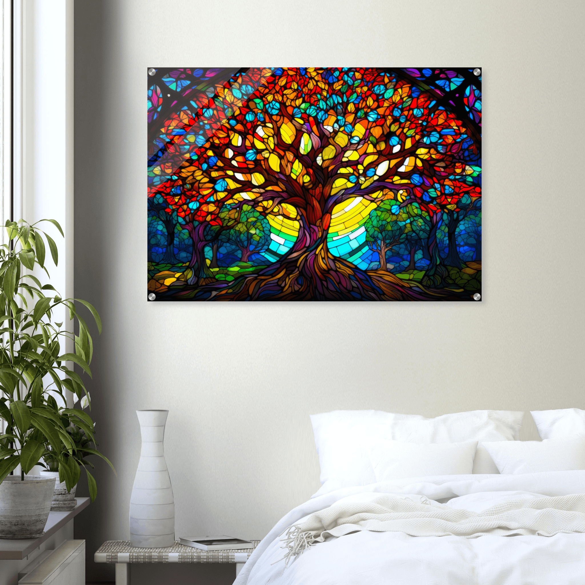 Tree of Life: Stained Glass Acrylic Glass Wall Art - Wallfix